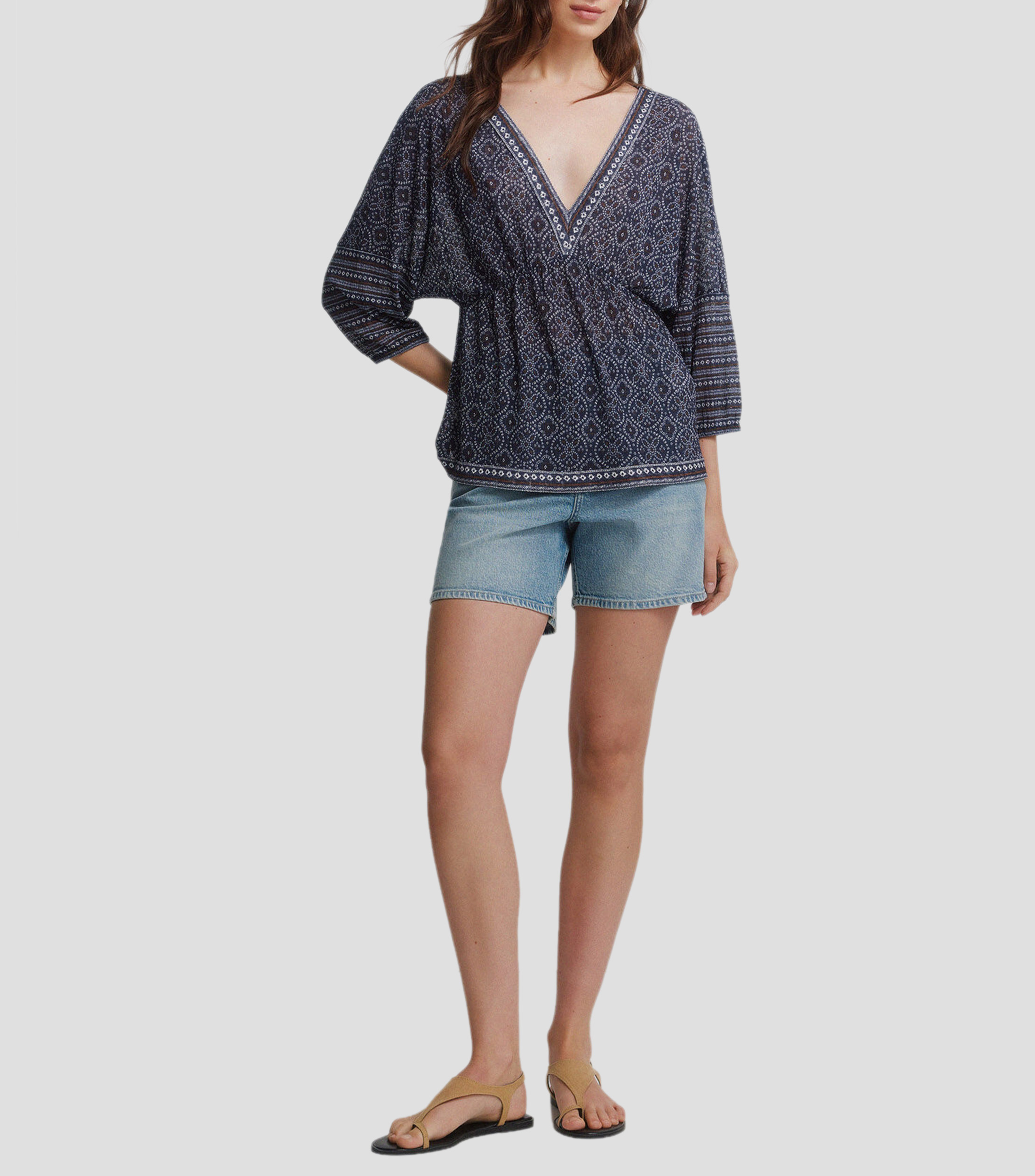Blusa estampada manga 3/4 Mujer