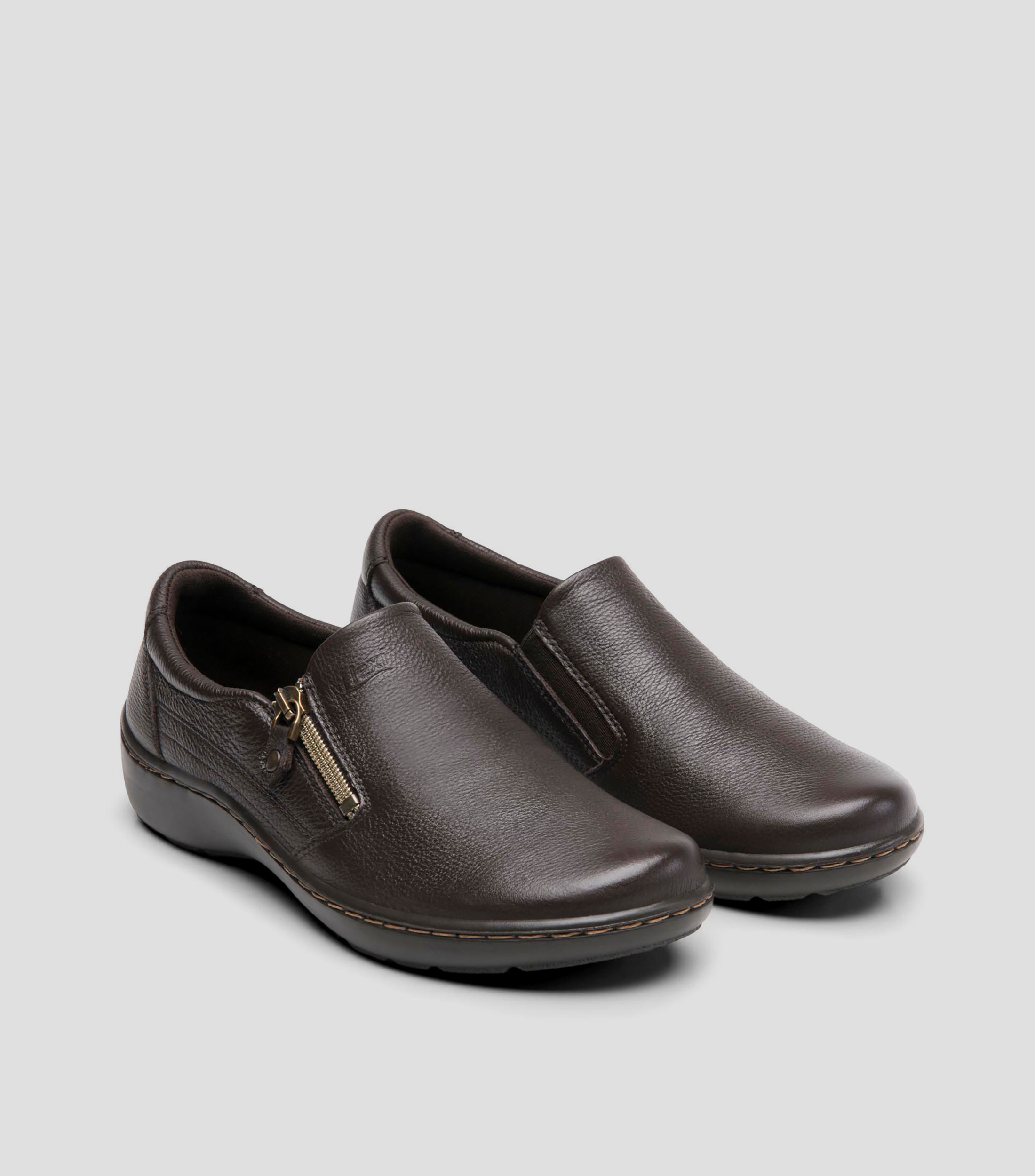 Zapatos casuales slip on en piel con plataforma Mujer