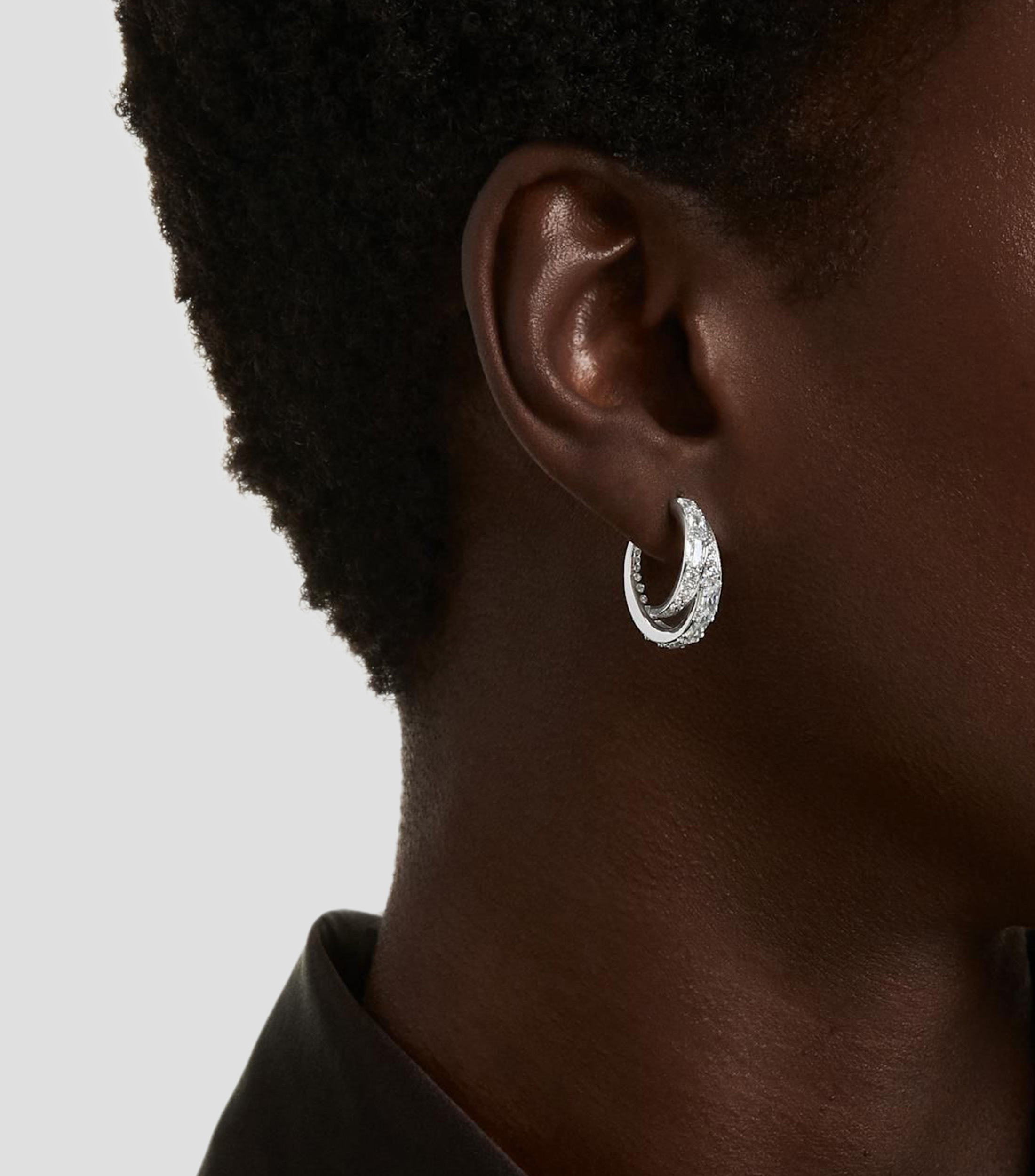 Aretes en forma semicircular con cristales transparentes Vienna Mujer