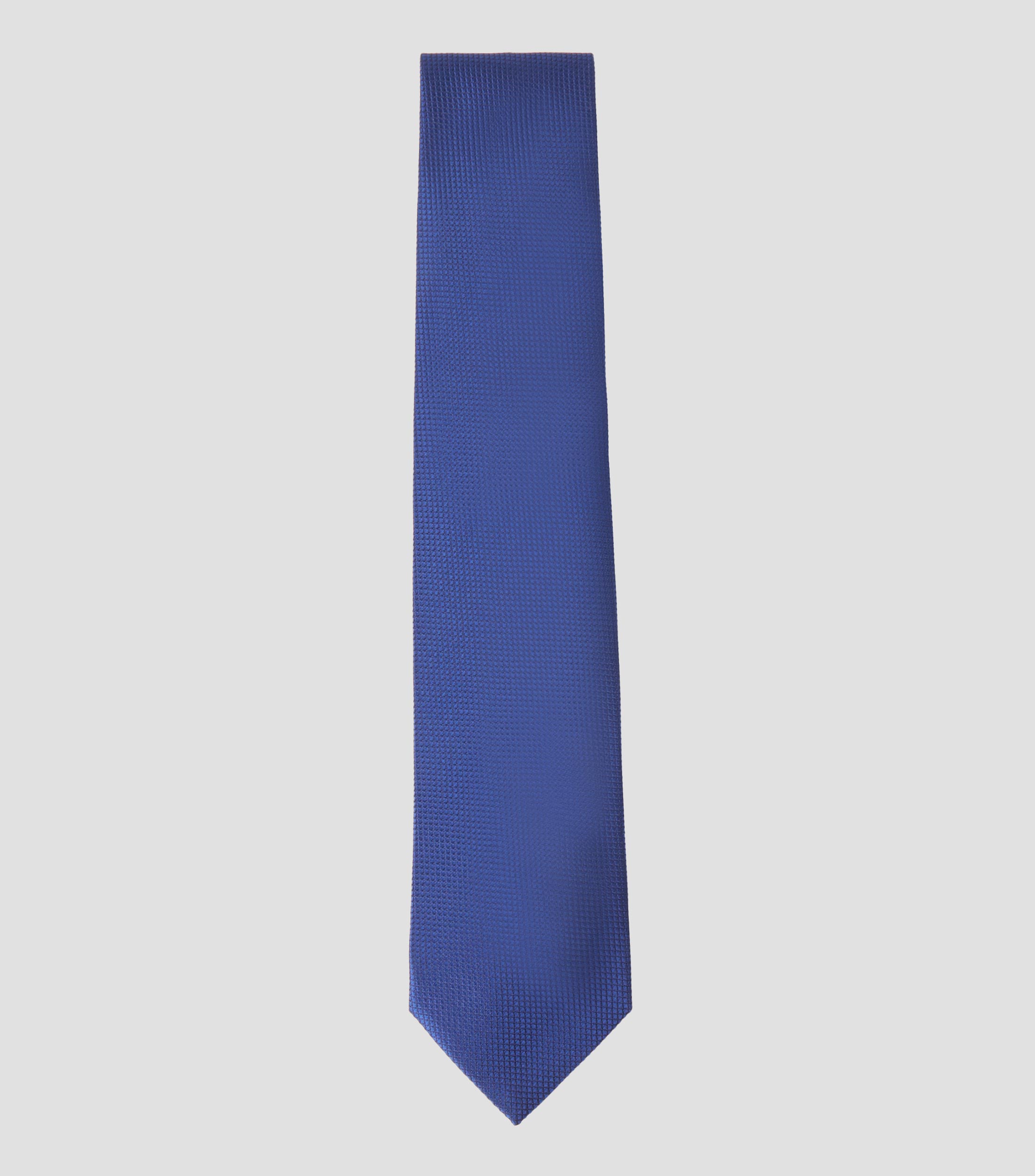 Corbata ancha en seda azul con jacquard