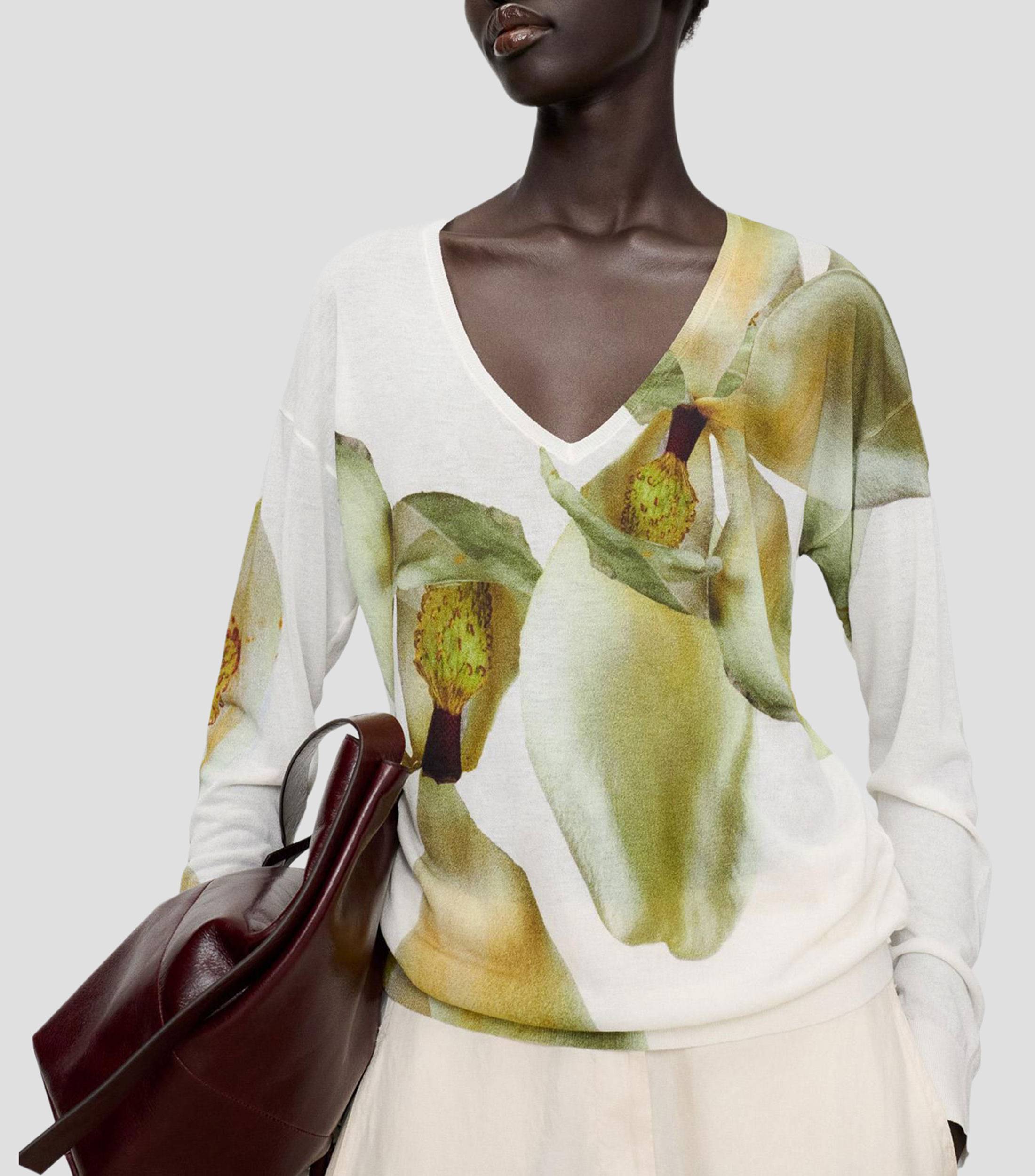 Blusa estampada manga larga Mujer