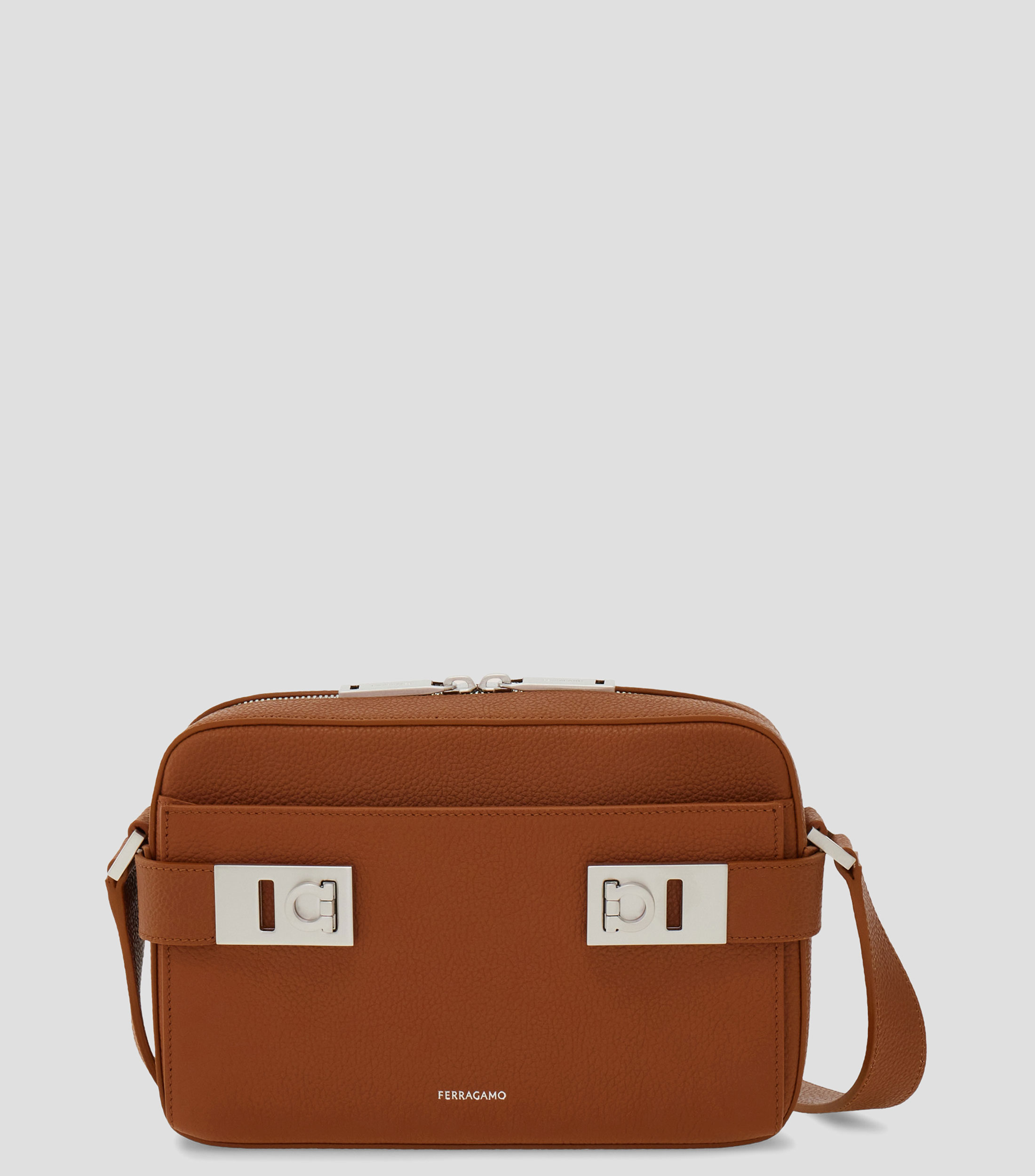 Bolso shoulder en piel liso Hombre