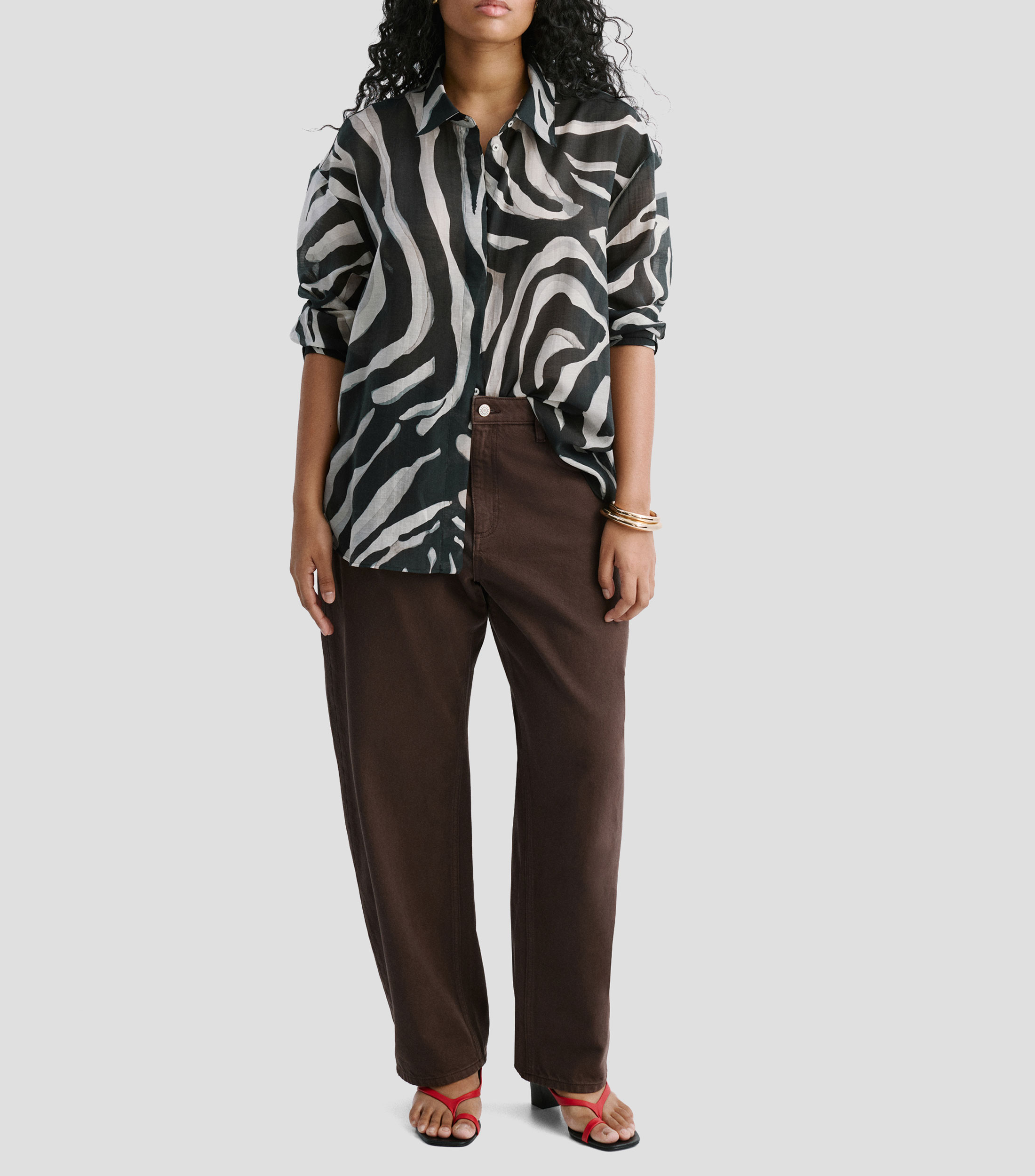 Camisa estampada manga larga Mujer