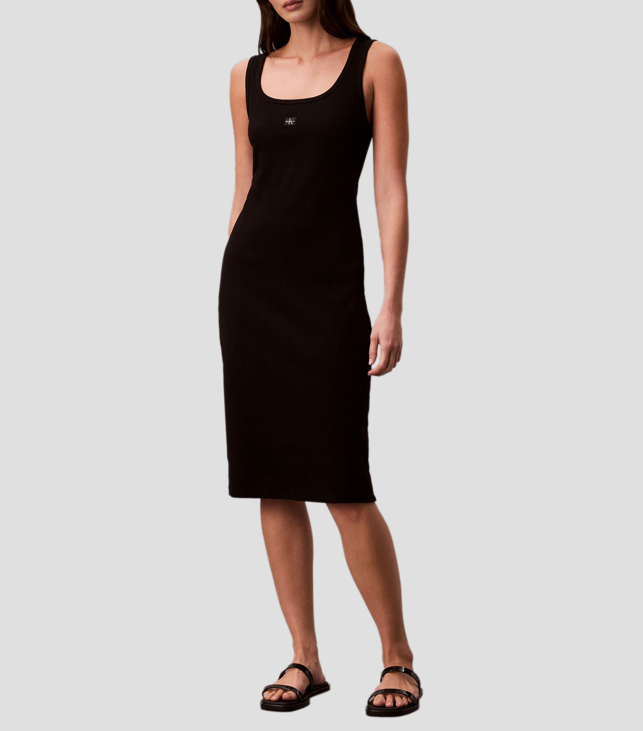 Vestido midi liso Mujer