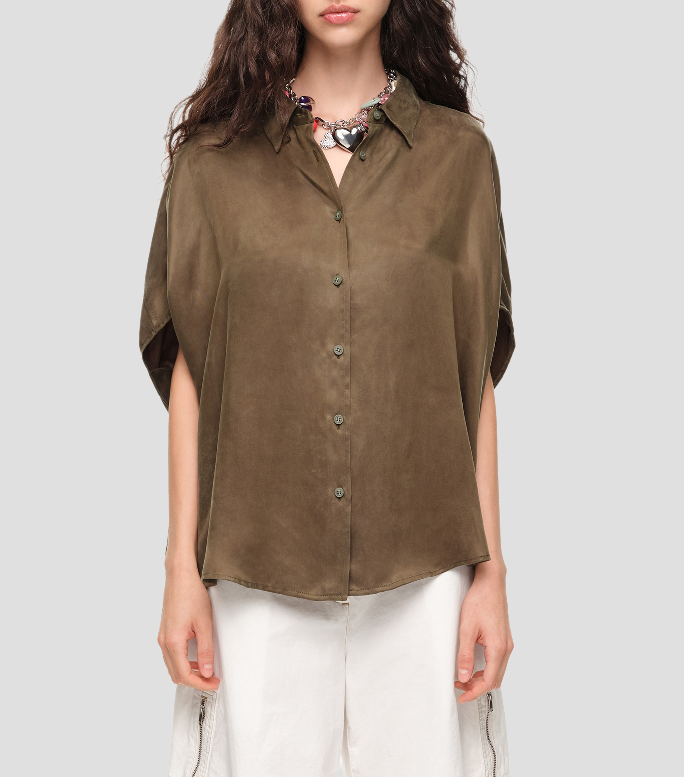 Blusa lisa manga corta Mujer