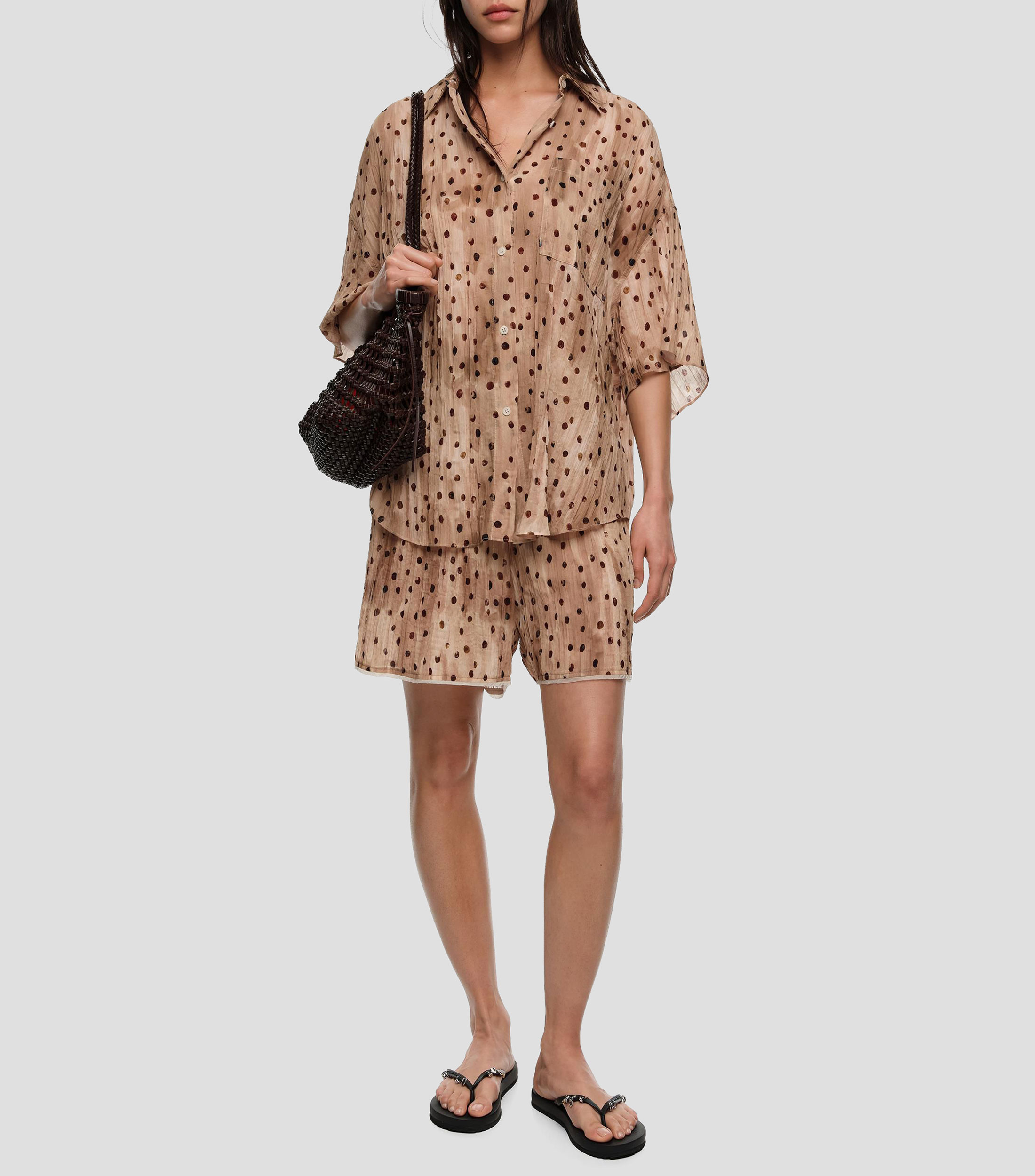 Bermuda plisada watercolor Dots Mujer