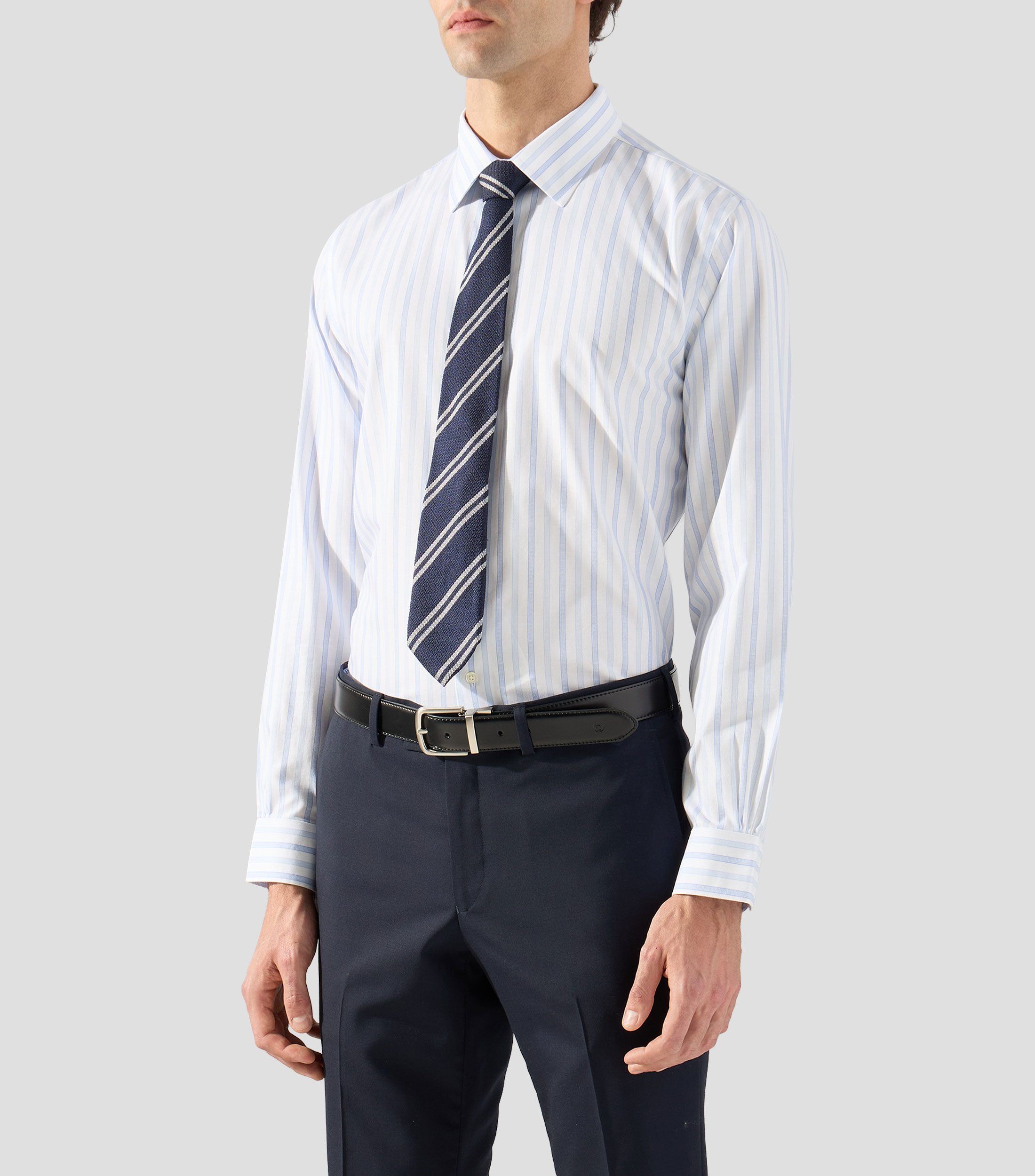 Camisa de vestir con rayas y manga larga Hombre