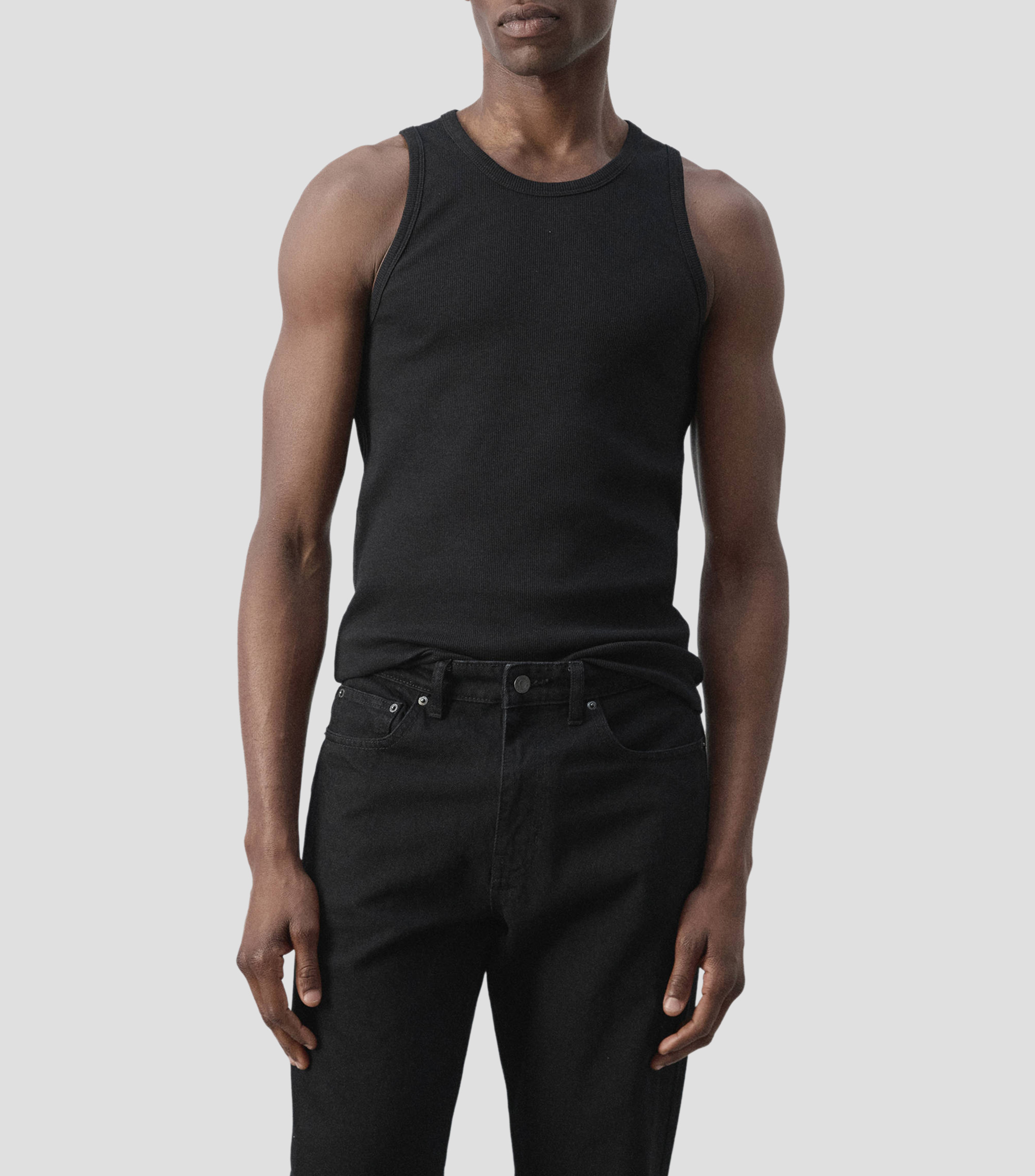 Playera cuello redondo sin mangas liso Hombre