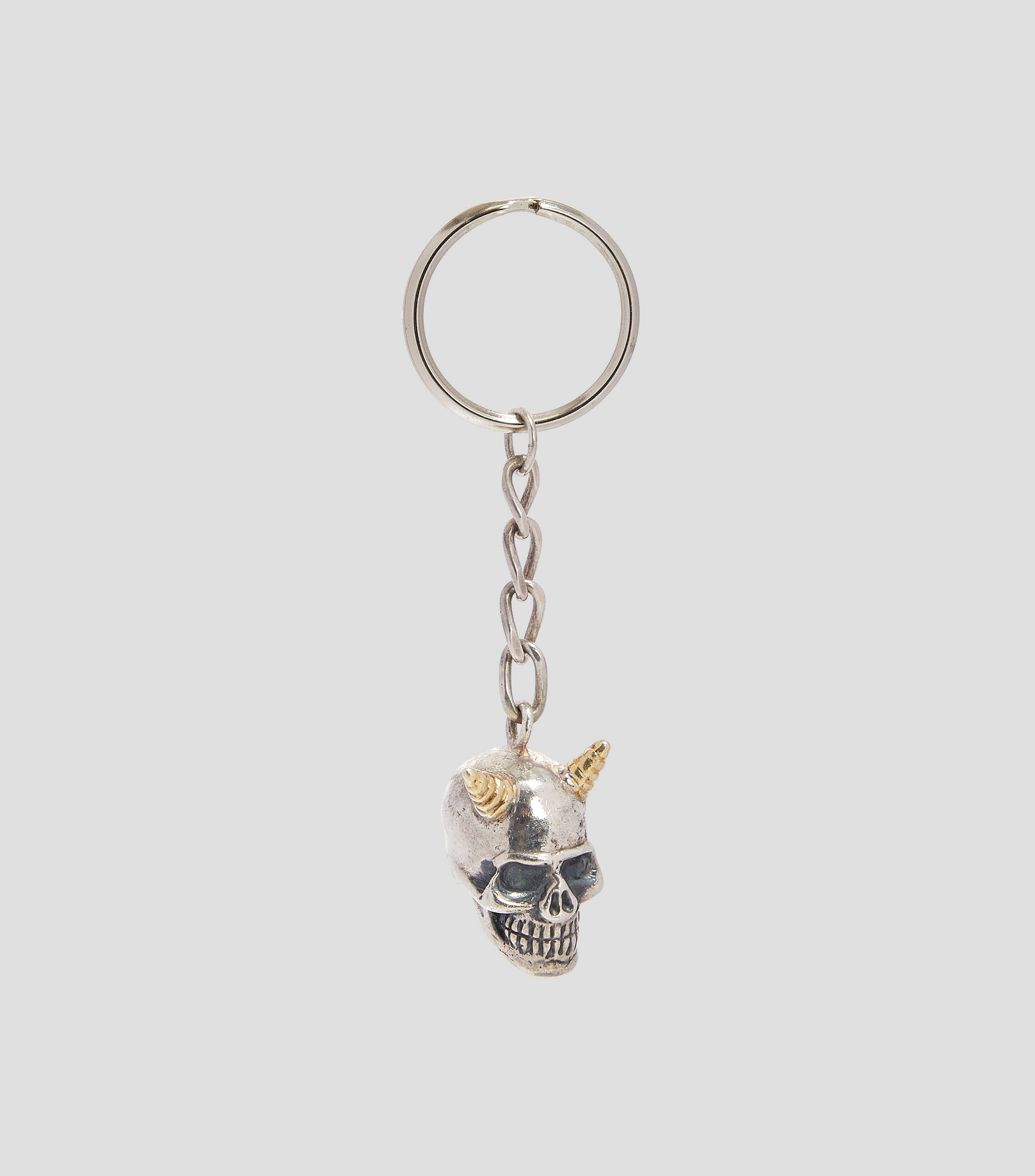 Llavero RampJ Albert Skull Devil Horns en plata .925 Hombre
