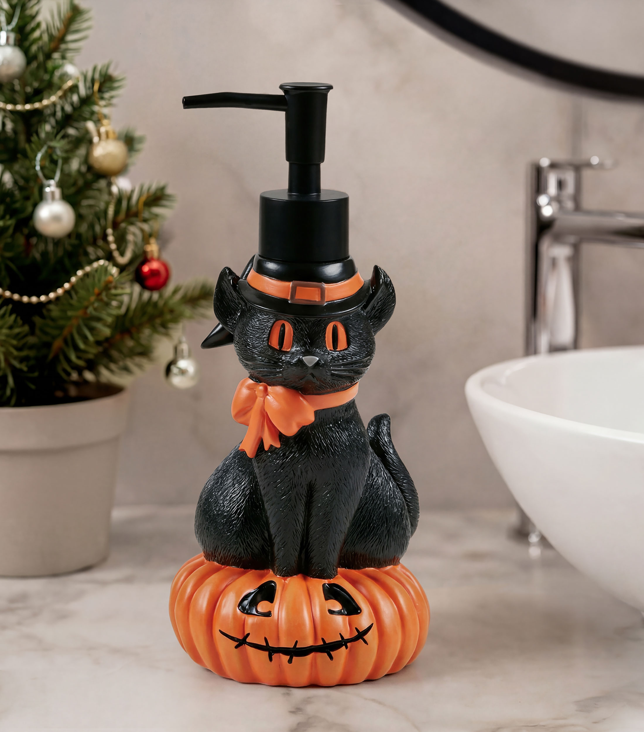 Dispensador de jabón Gato Negro en poliresina