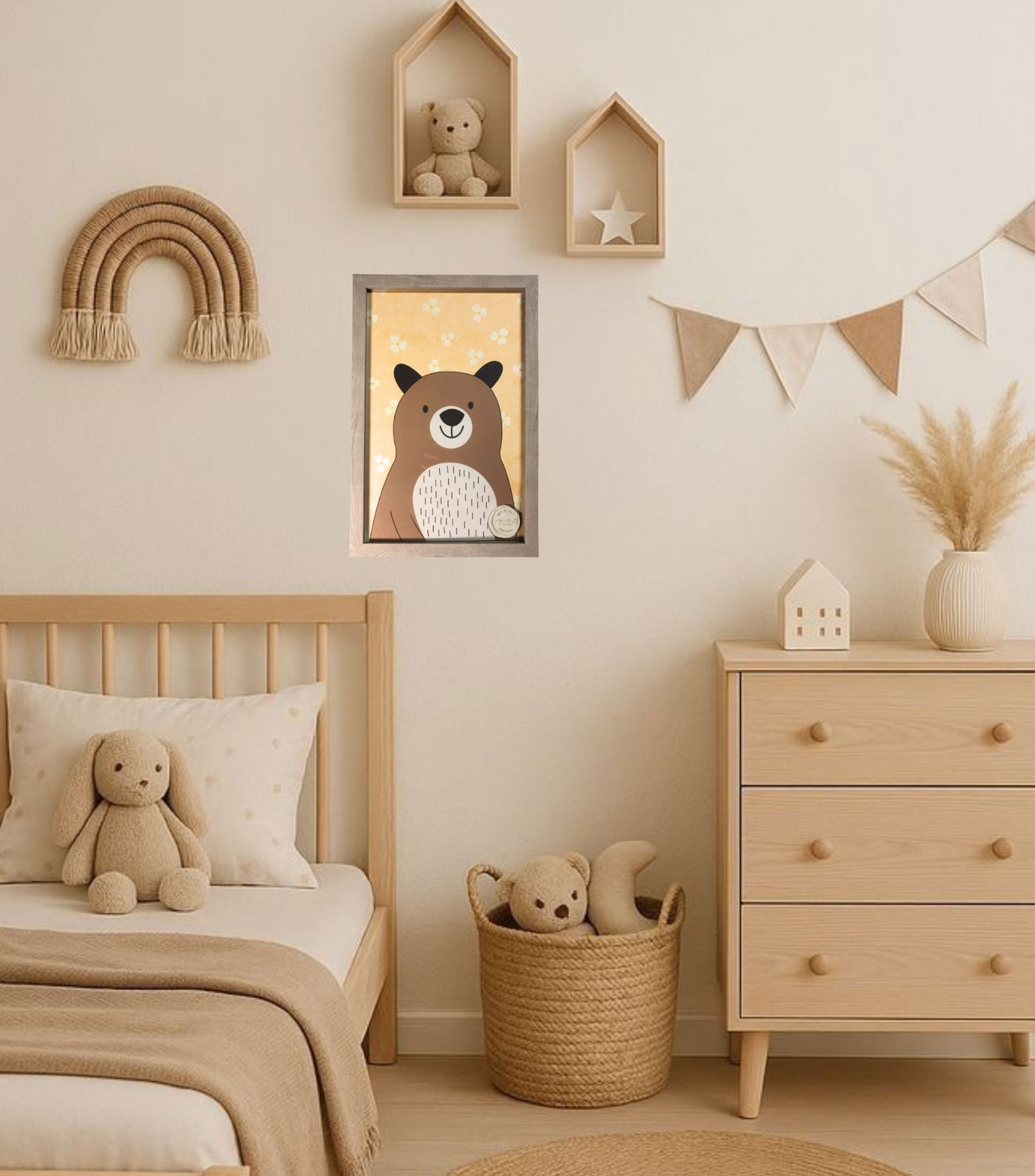 Cuadro Decorativo Oso en papel fabriano