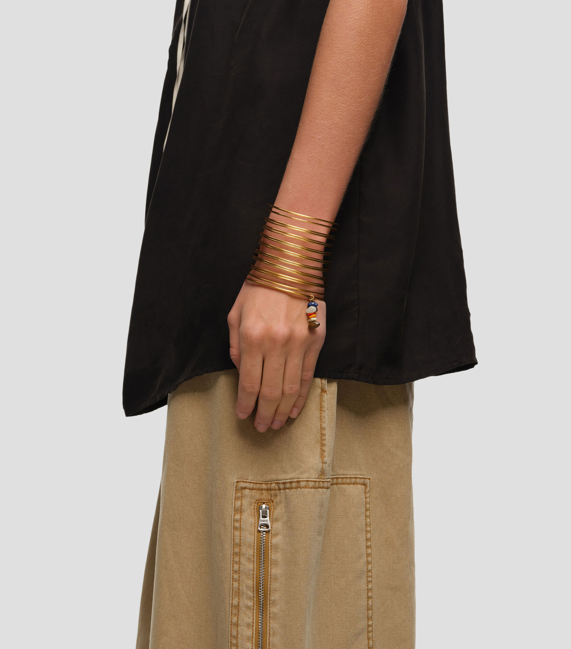 Pulsera antebrazo bandas textura dorado envejecido Mujer