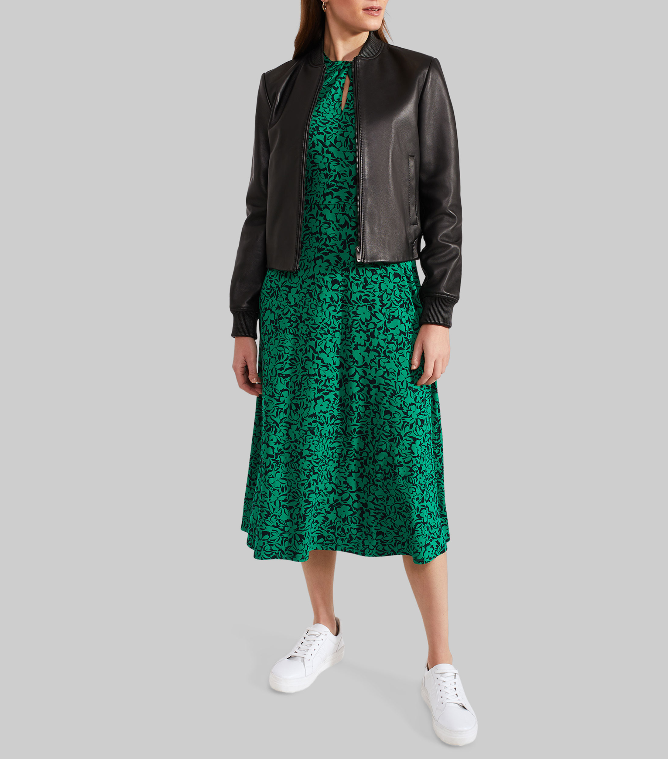 Vestido midi manga larga estampado Yasmin Mujer