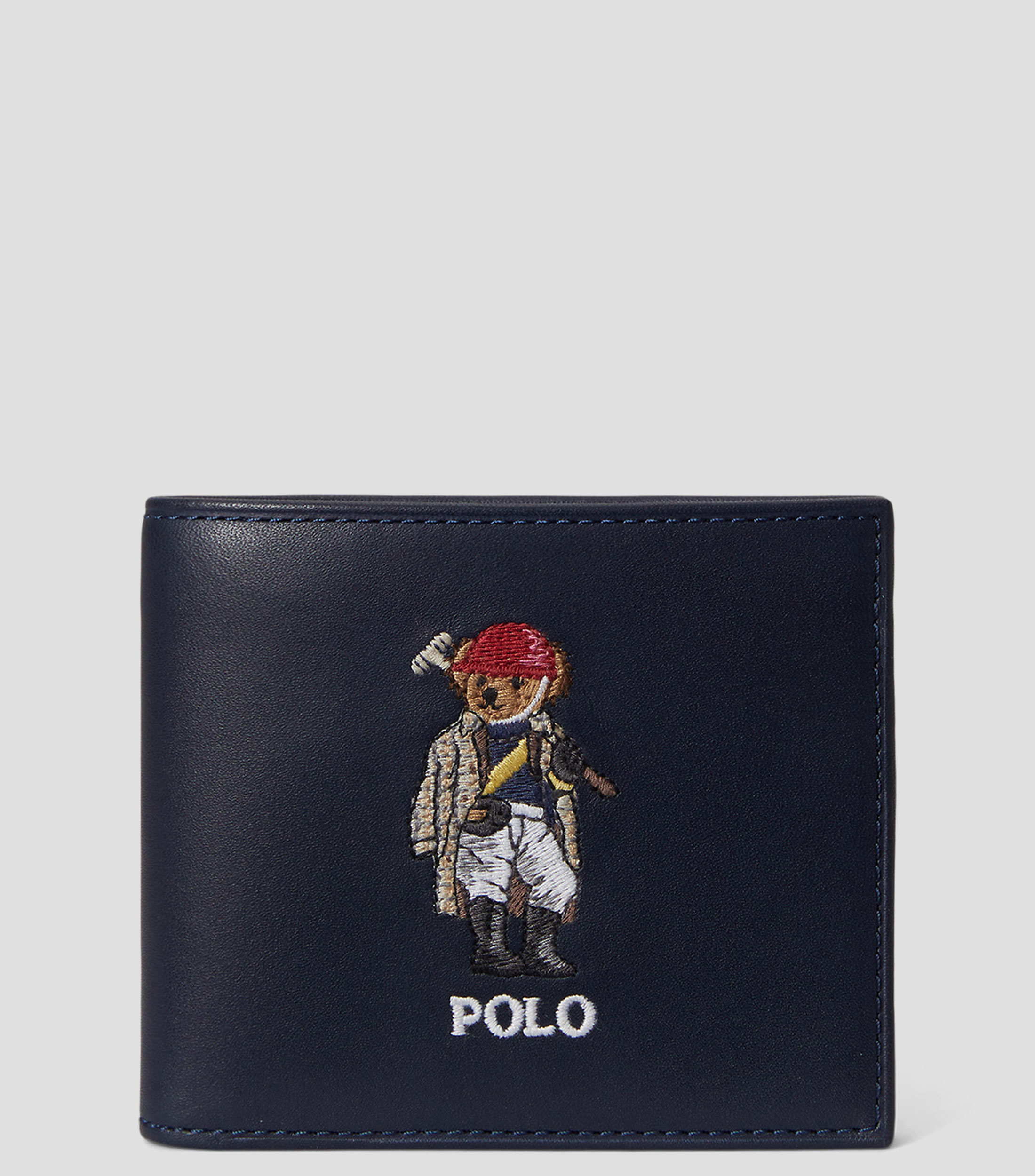 Cartera bifold en piel bordada Hombre