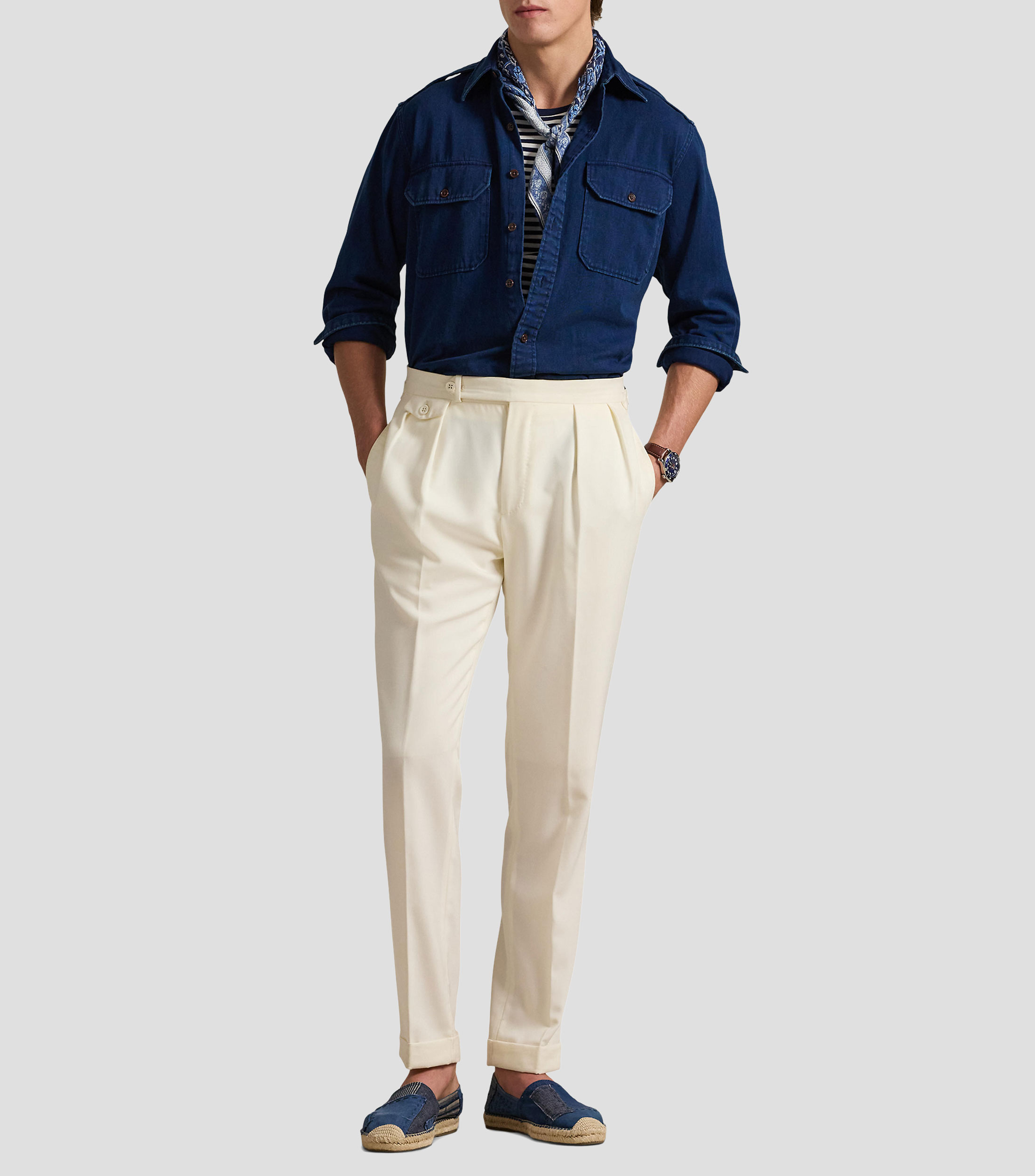 Camisa lisa manga larga Hombre