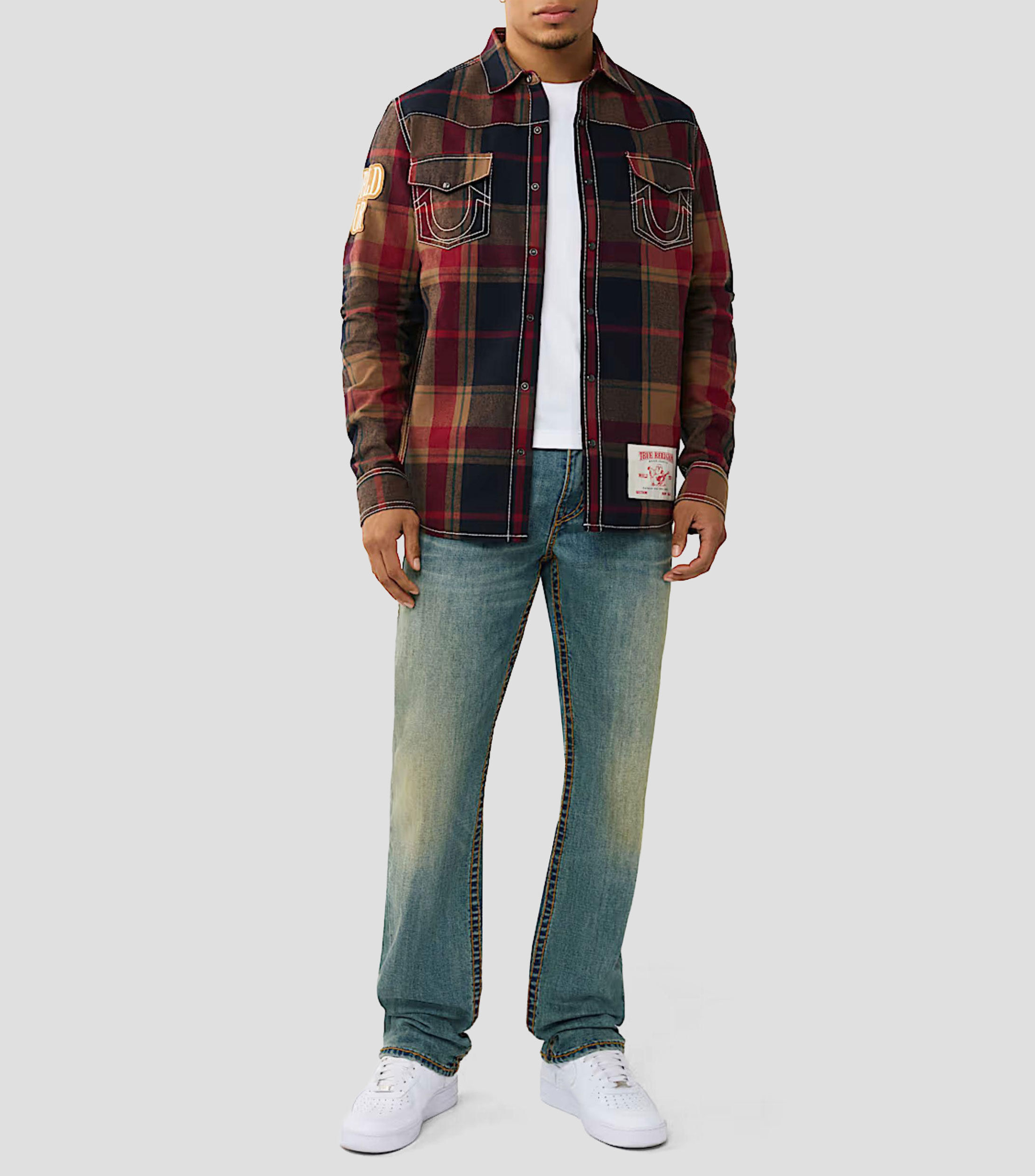 Camisa de cuadros con manga larga Hombre