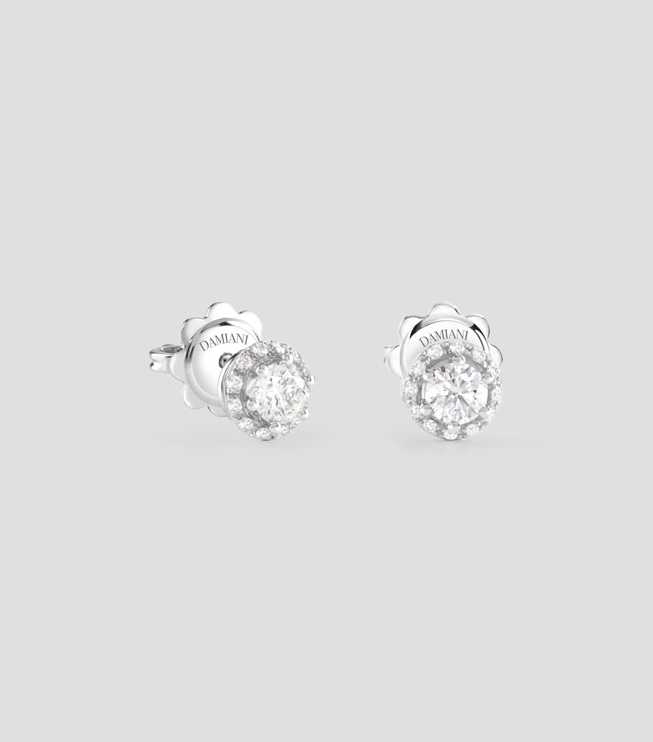 Aretes en oro blanco de 18 kilates circular Minou con diamantes Mujer