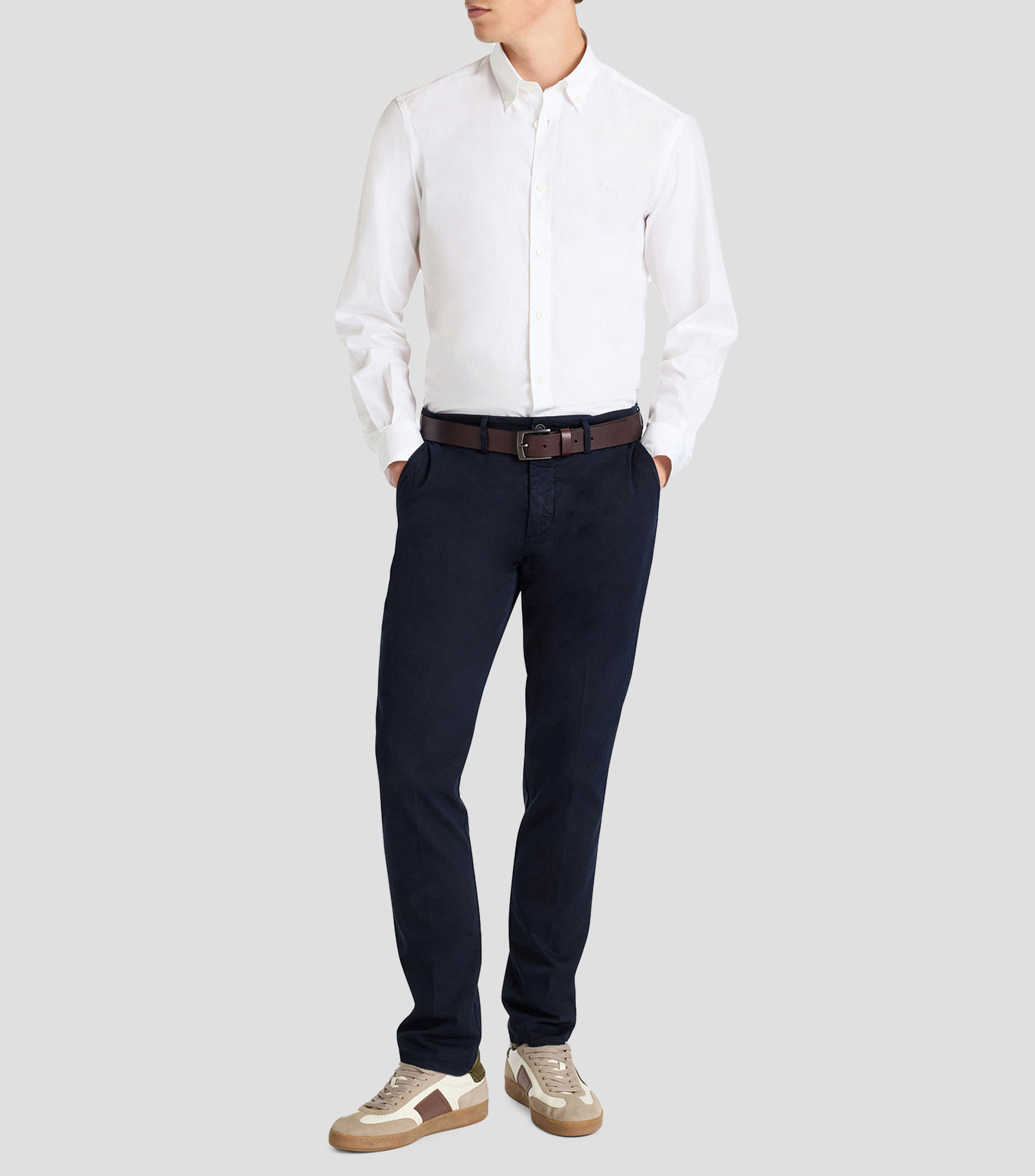 Camisa lisa manga larga Hombre