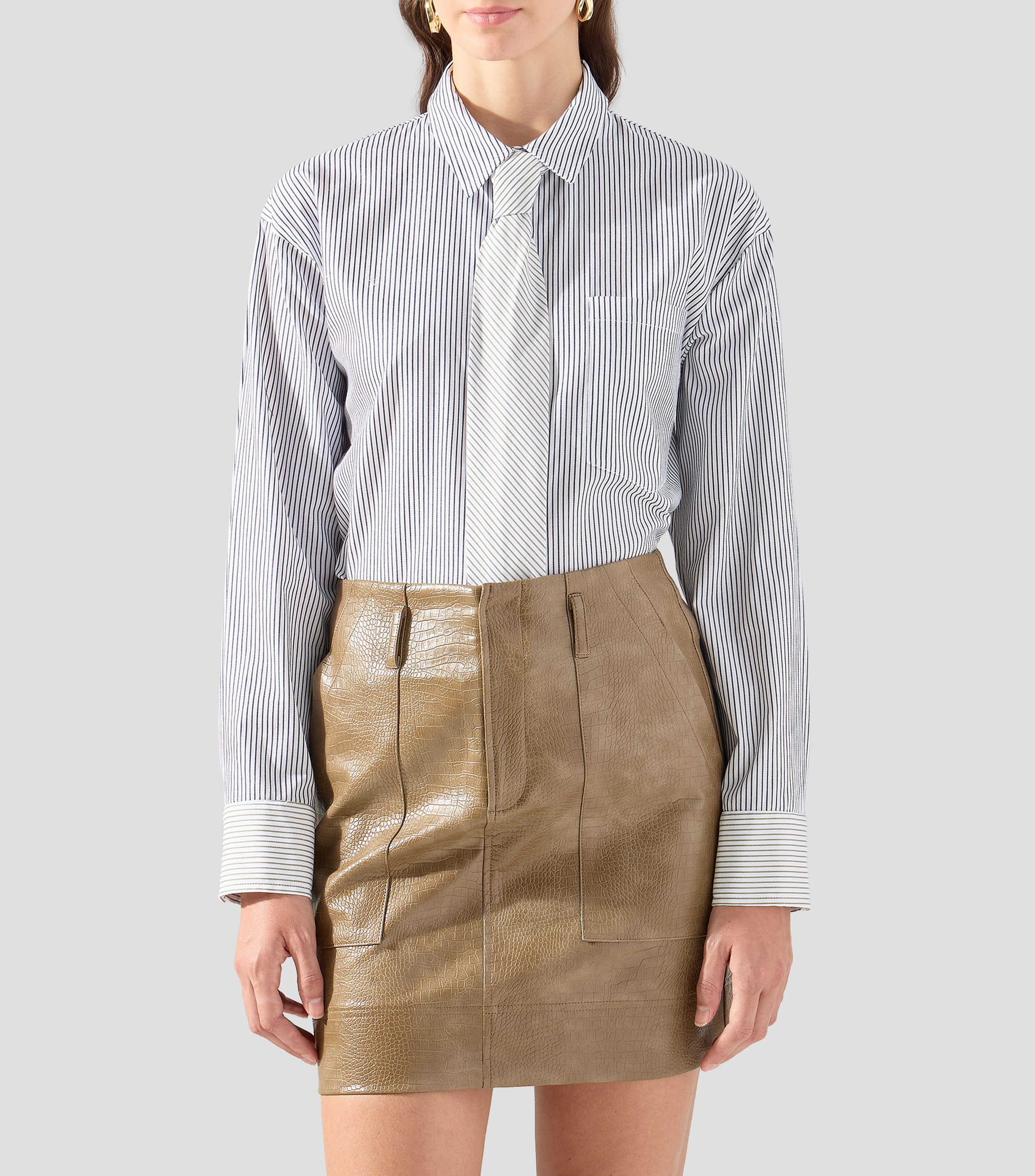Camisa a rayas manga larga Mujer