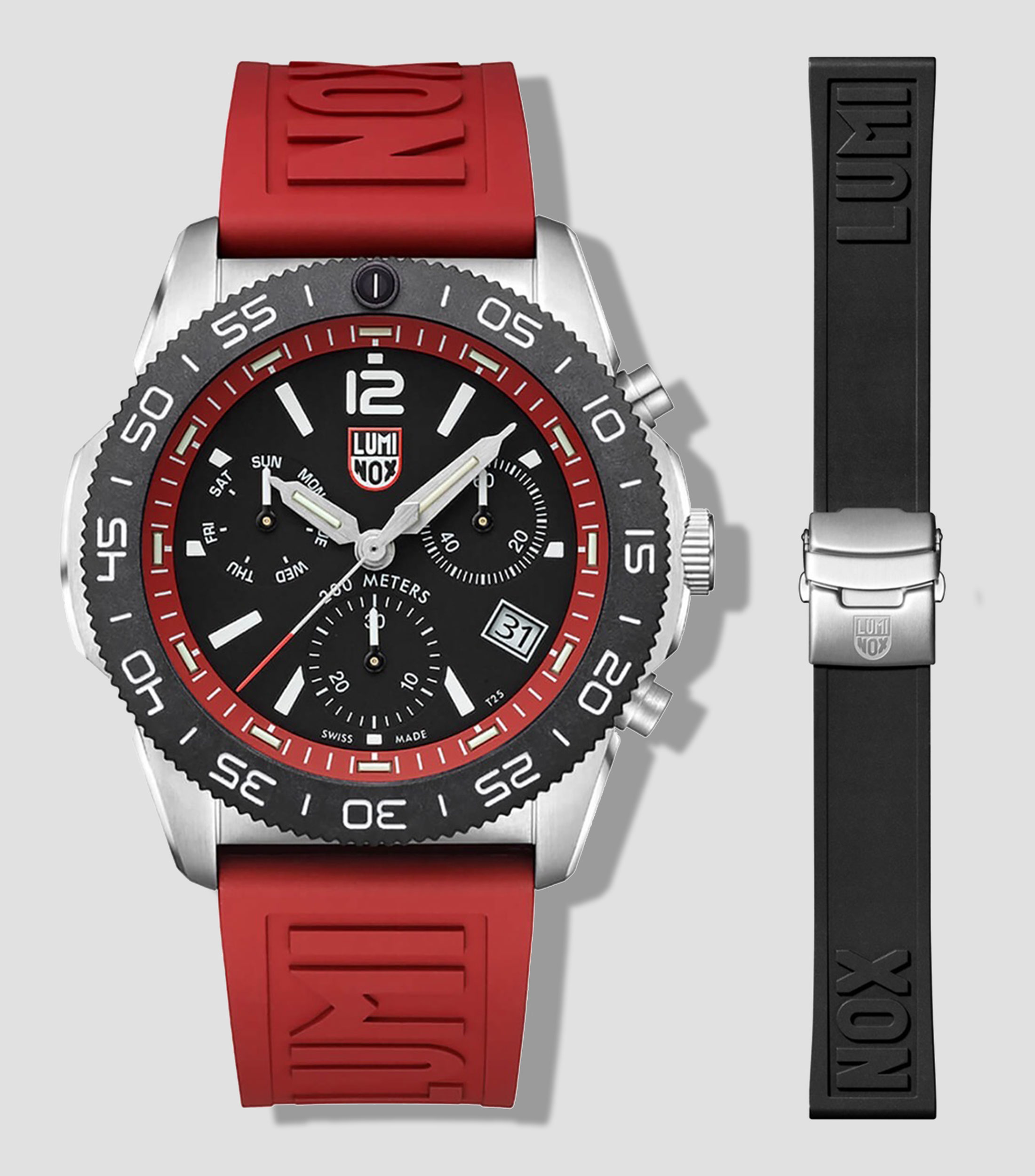 Reloj para Hombre Pacific Diver Chronograph casual plateado, rojo