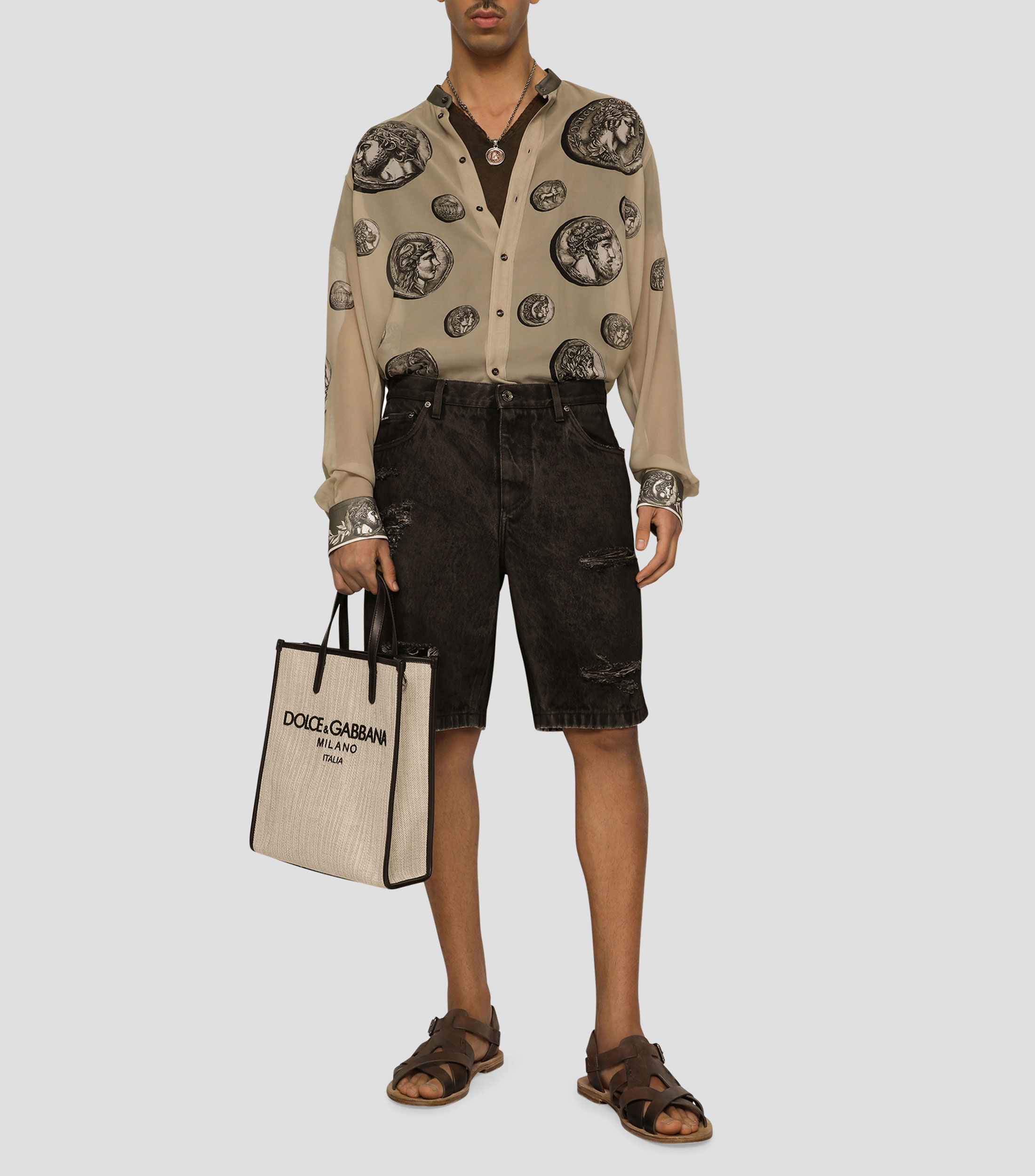 Bolso tote beige Hombre