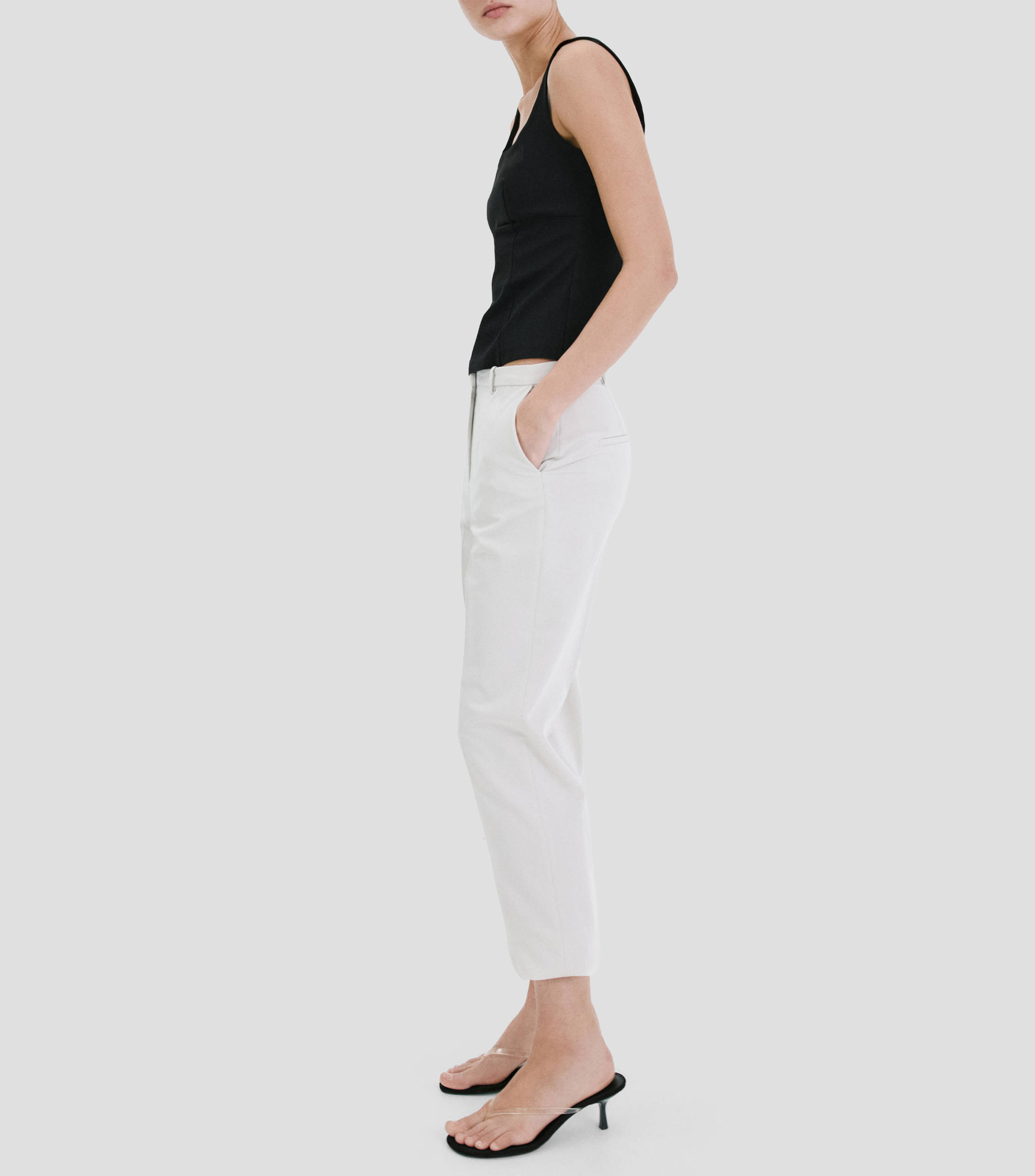 Top cuello cuadrado sin mangas liso Mujer
