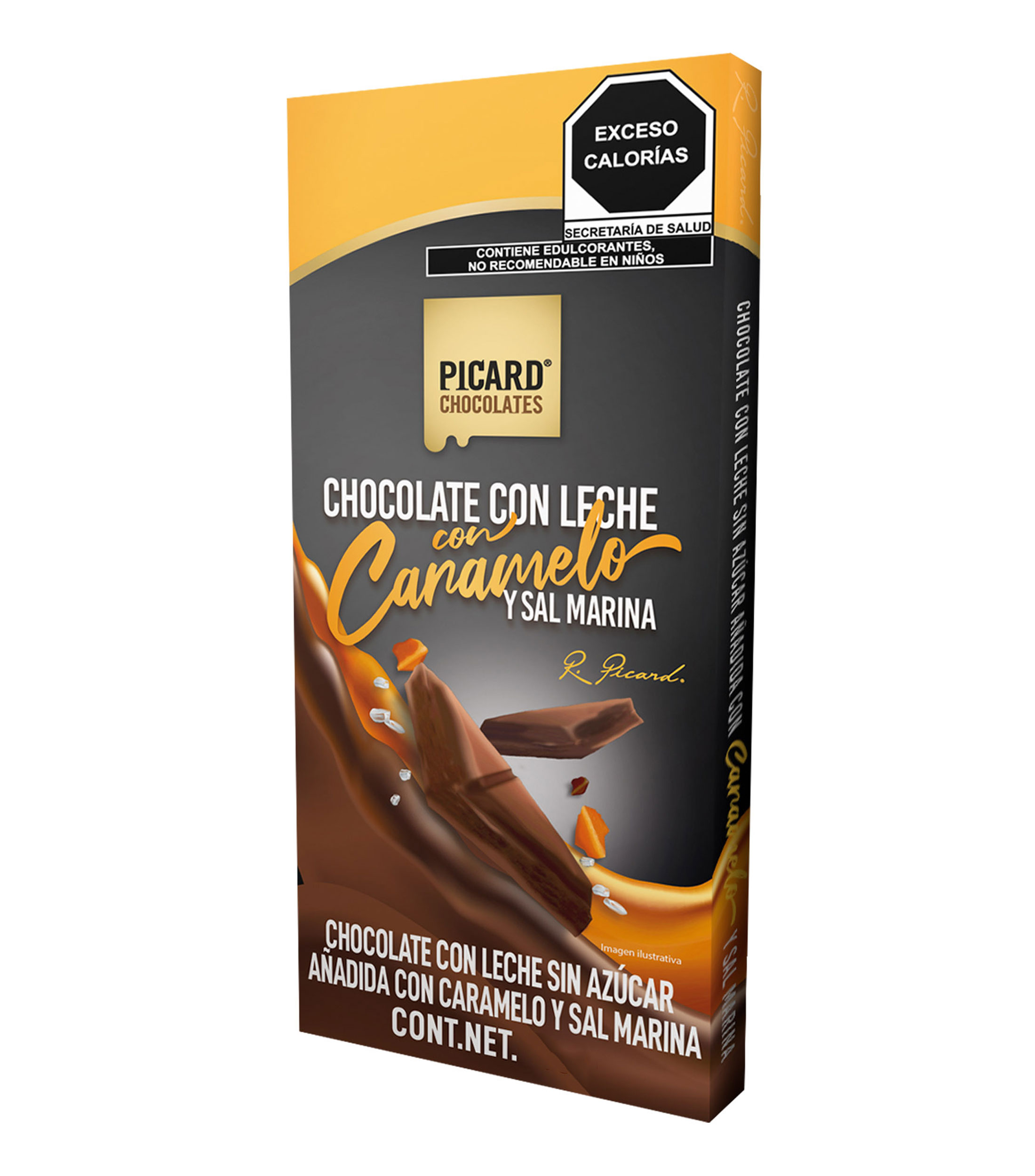 Barra de Chocolate con leche, caramelo y sal, 100 gr