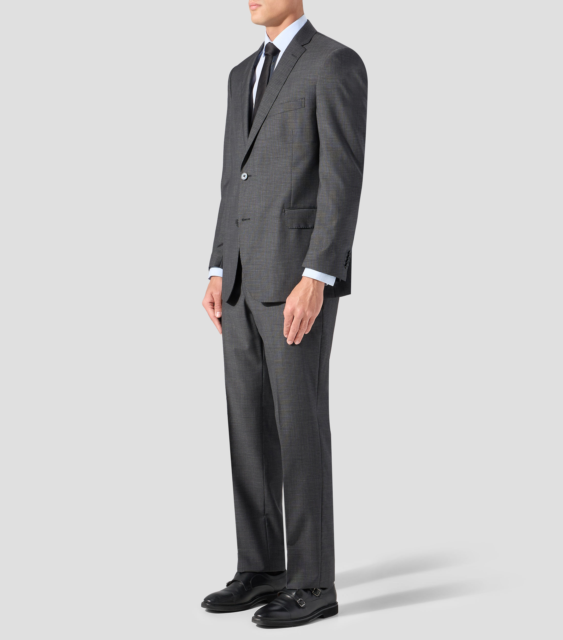 Traje de lana corte regular con microdiseño Hombre