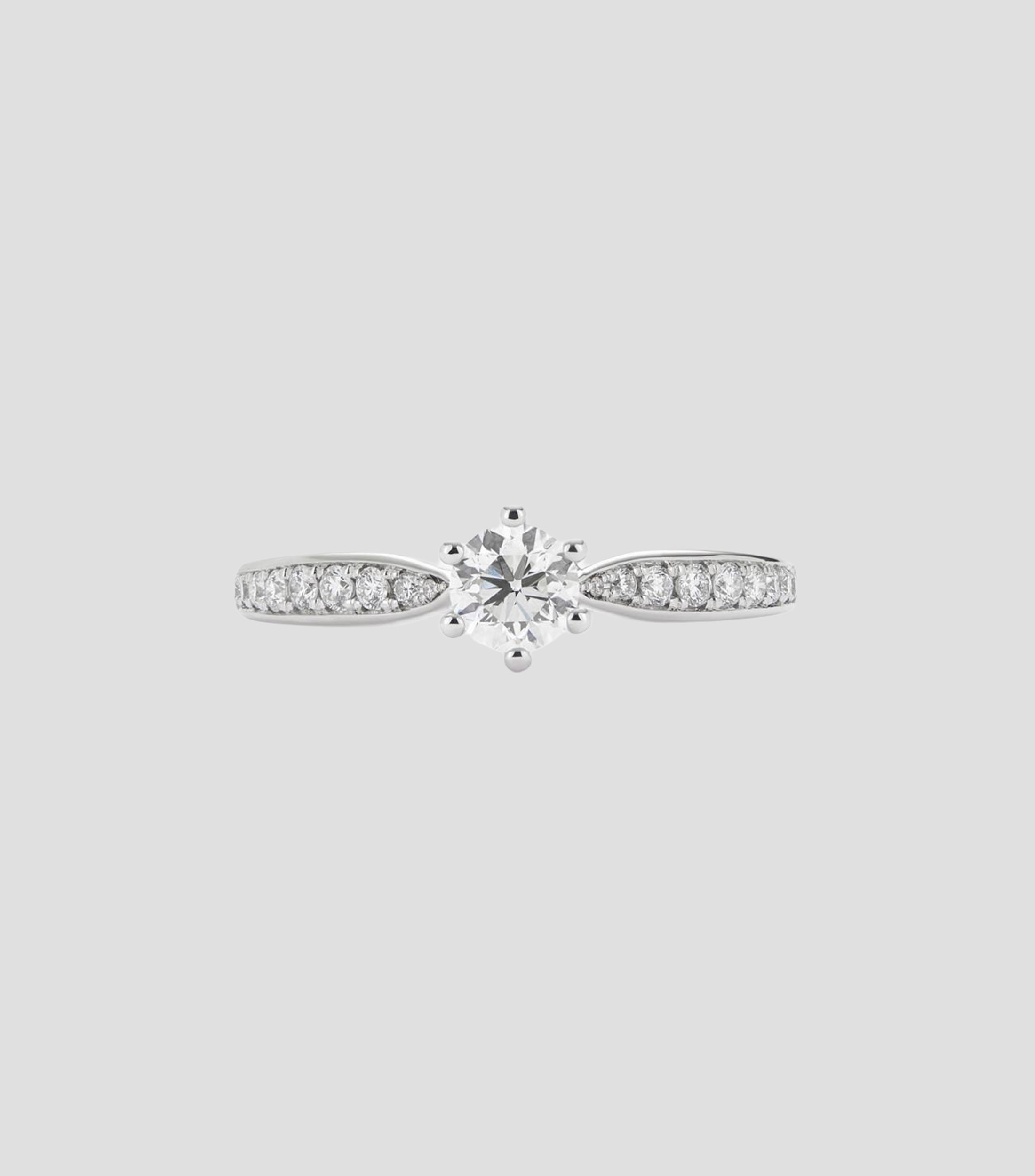 Anillo solitario en oro blanco de 18 kilates Compromiso con diamantes Mujer