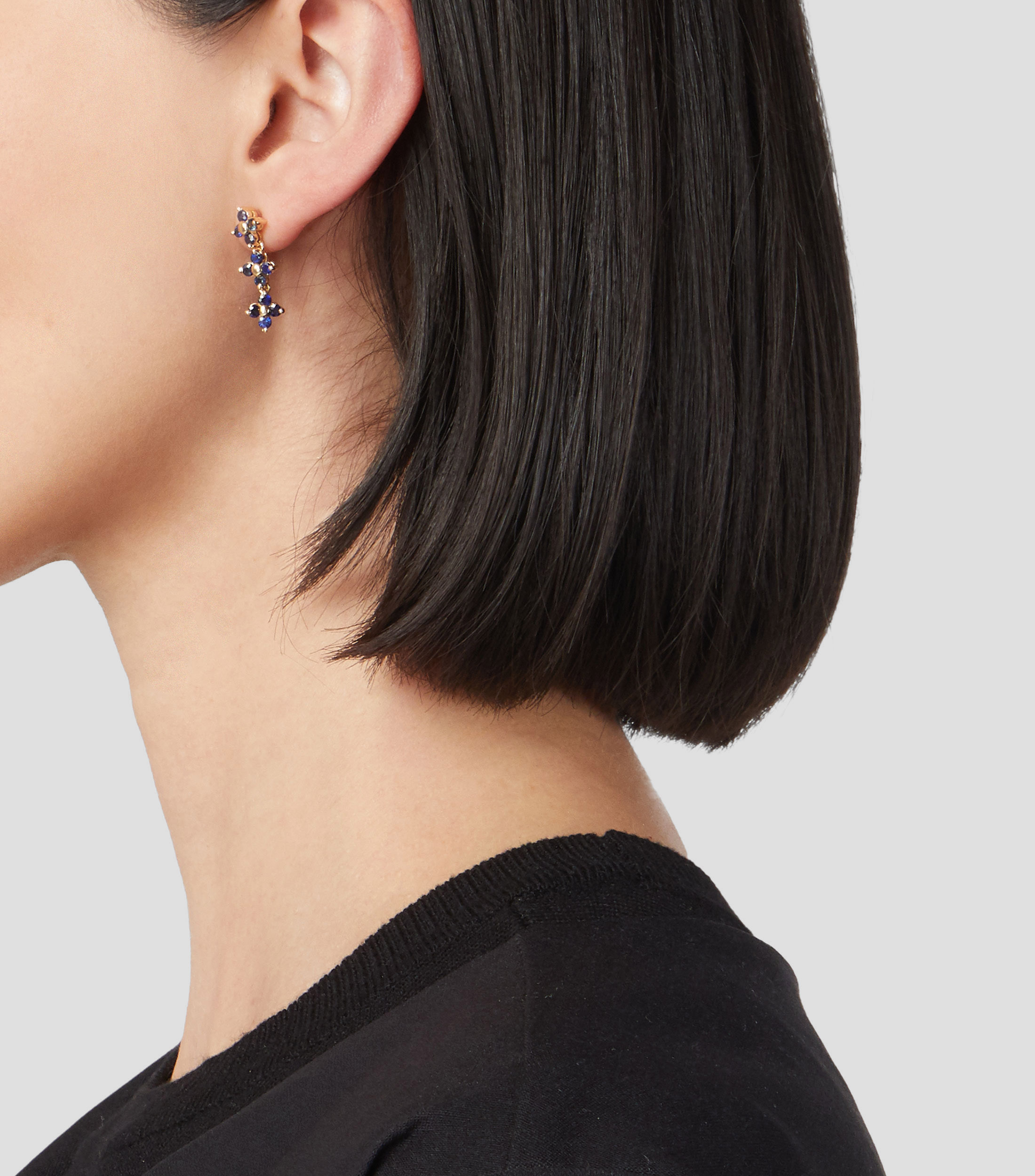 Aretes Allo en oro amarillo de 14 kilates con zafiro Mujer