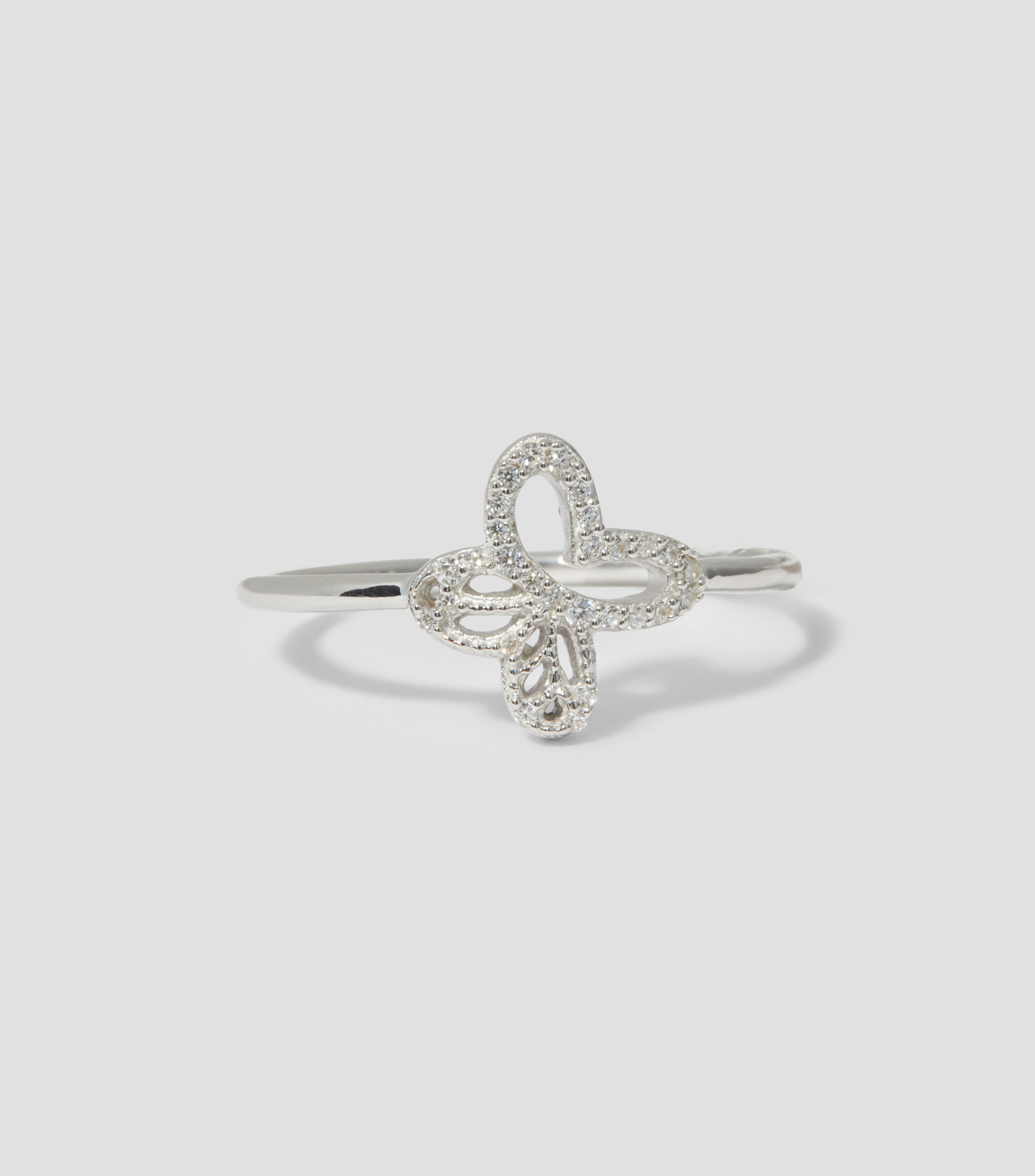 Anillo en plata .925 con mariposa monarca y circonias Mujer