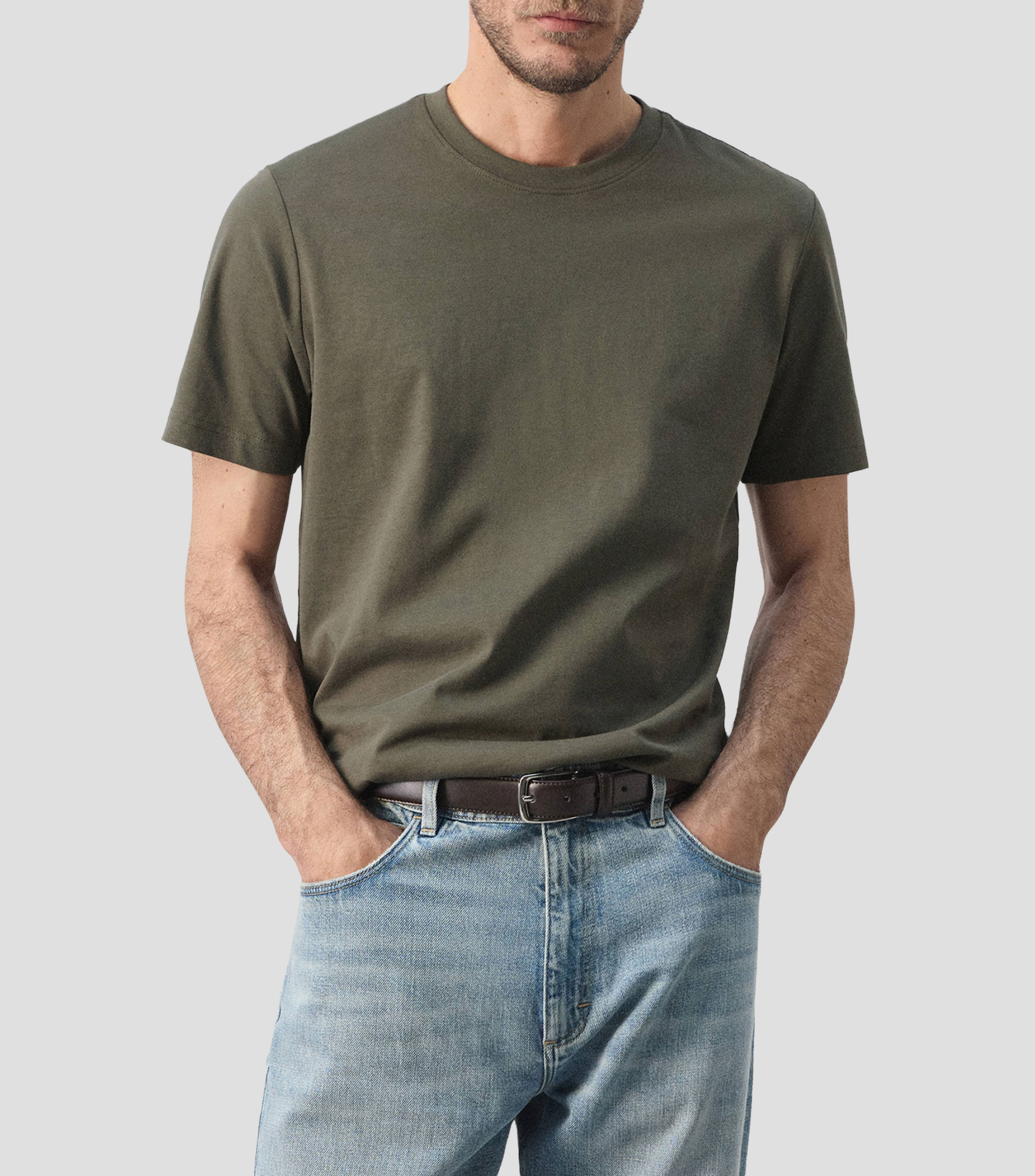 Playera cuello redondo manga corta lisa Hombre