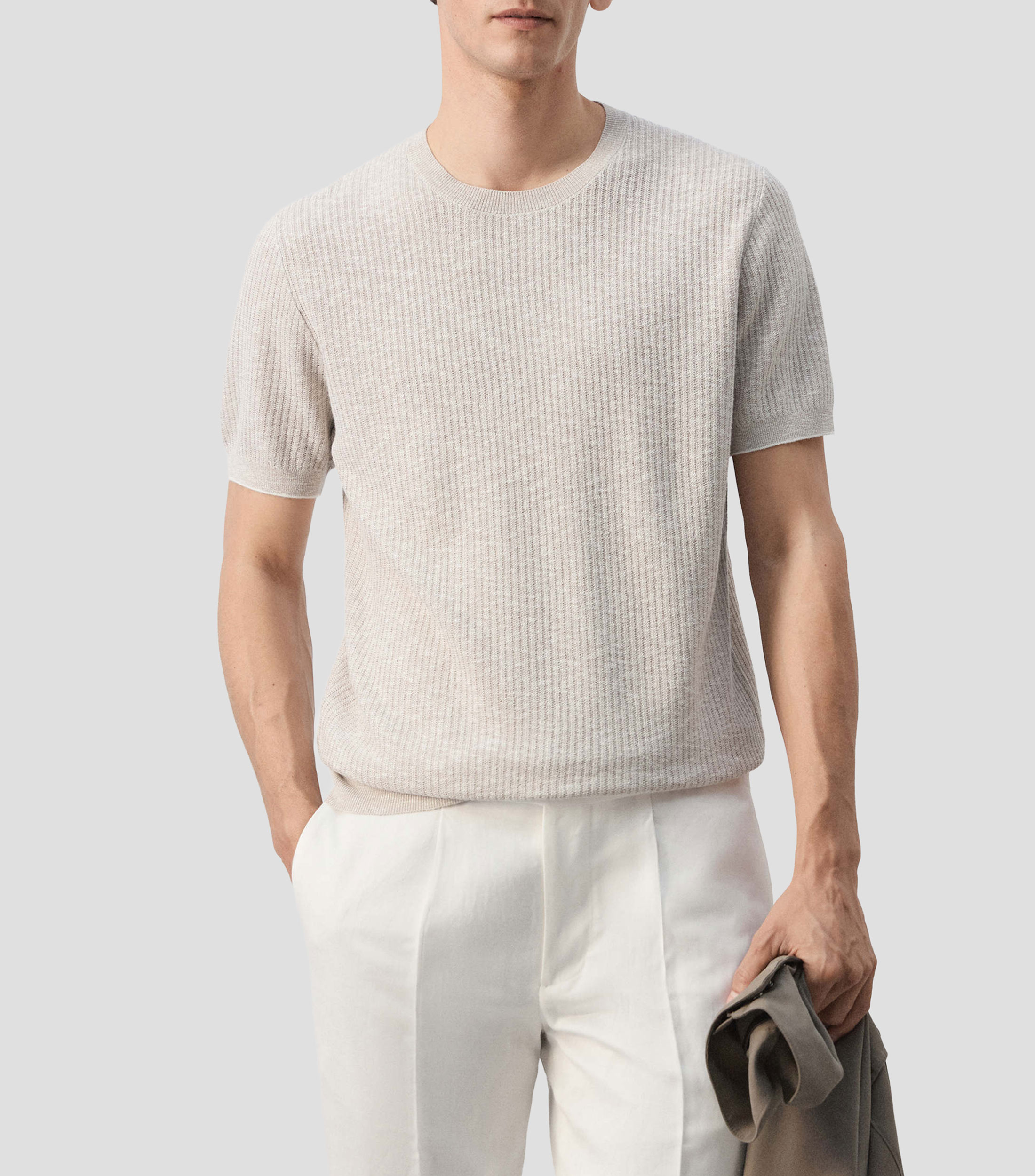 Playera cuello redondo manga corta jaspeado Hombre