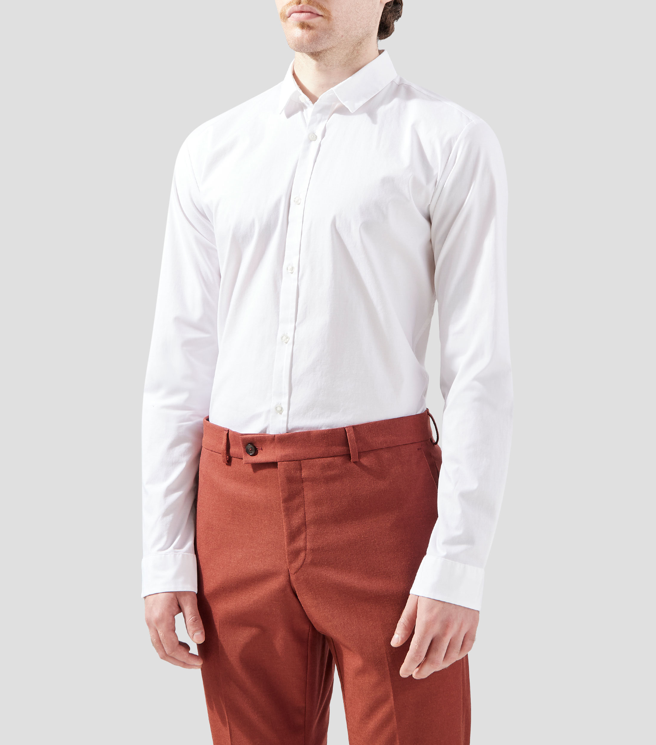 Camisa extra slim de algodón elástico con logo Hombre