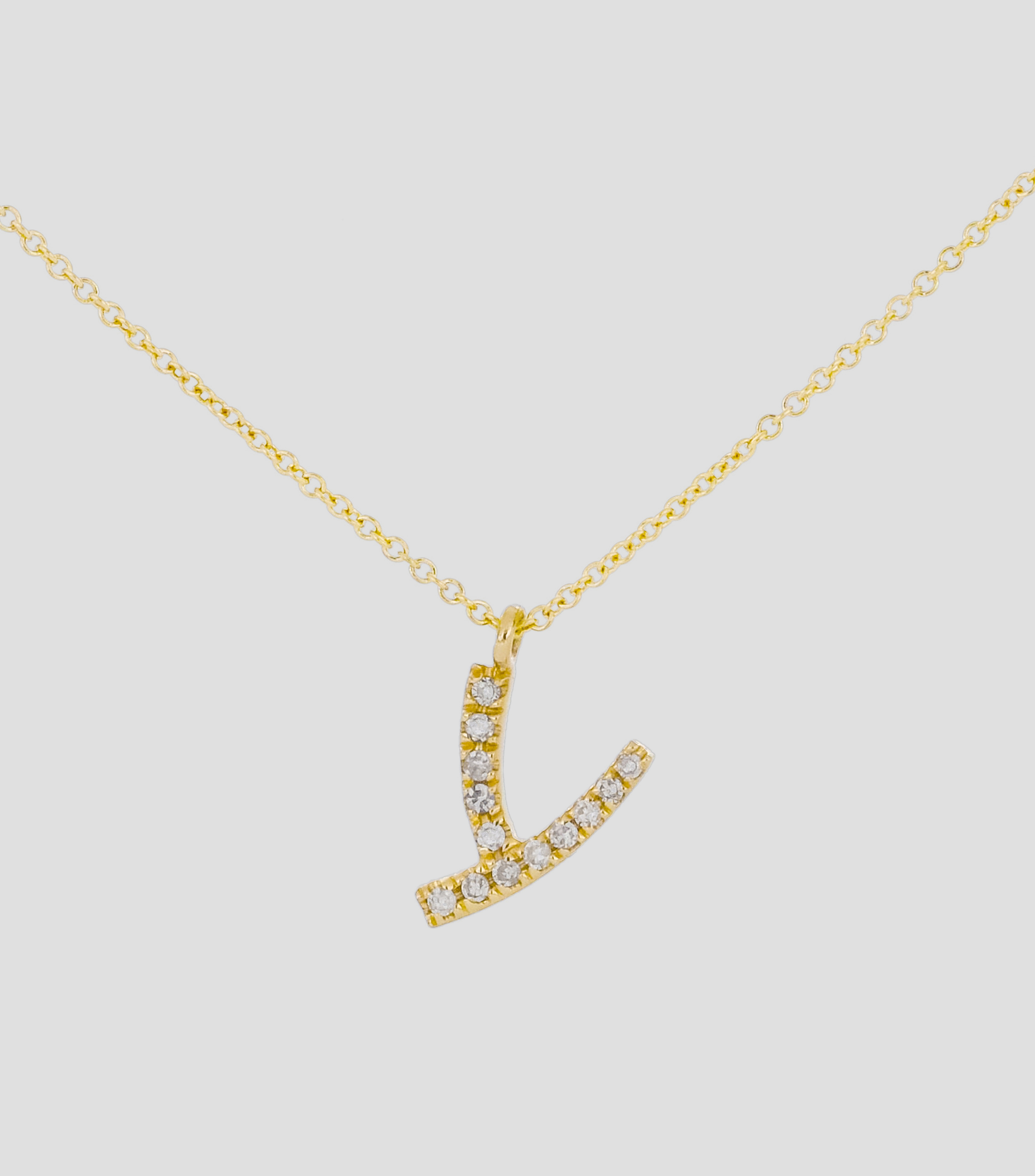 Collar en oro amarillo de 14 Kts con diamantes Letra "Y" Mujer