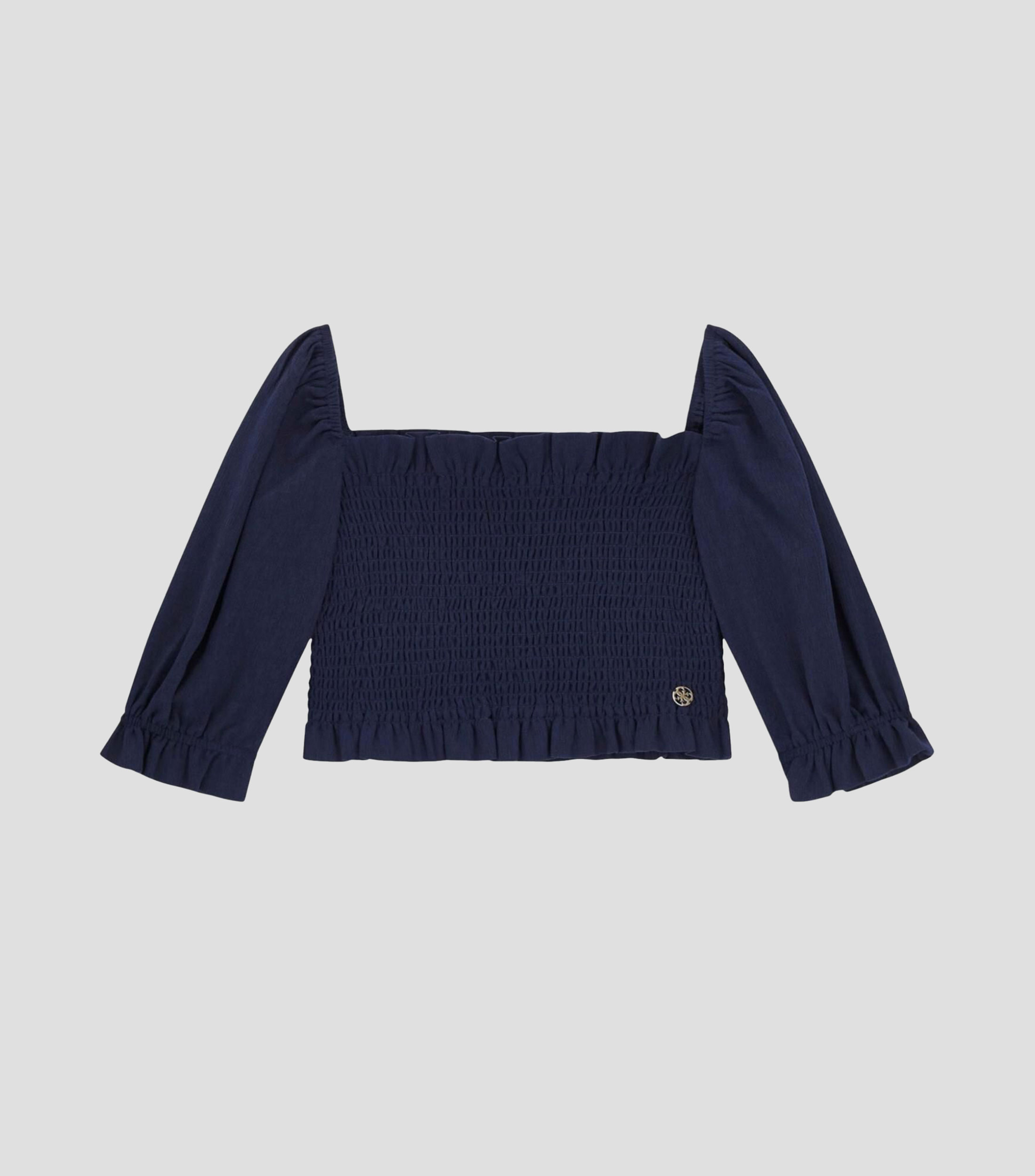 Blusa de diseño sólido con manga larga Niña