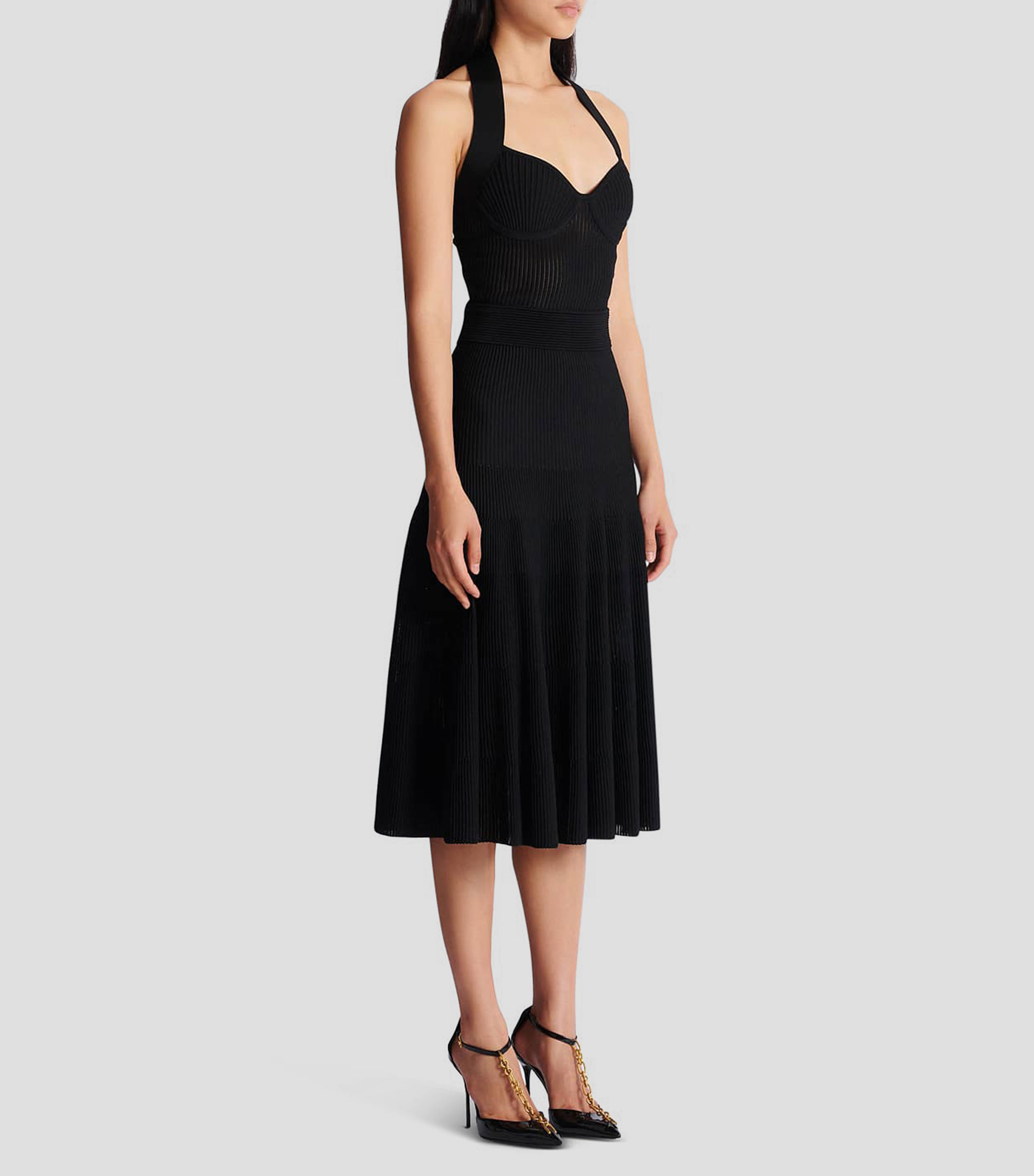 Vestido midi liso Mujer