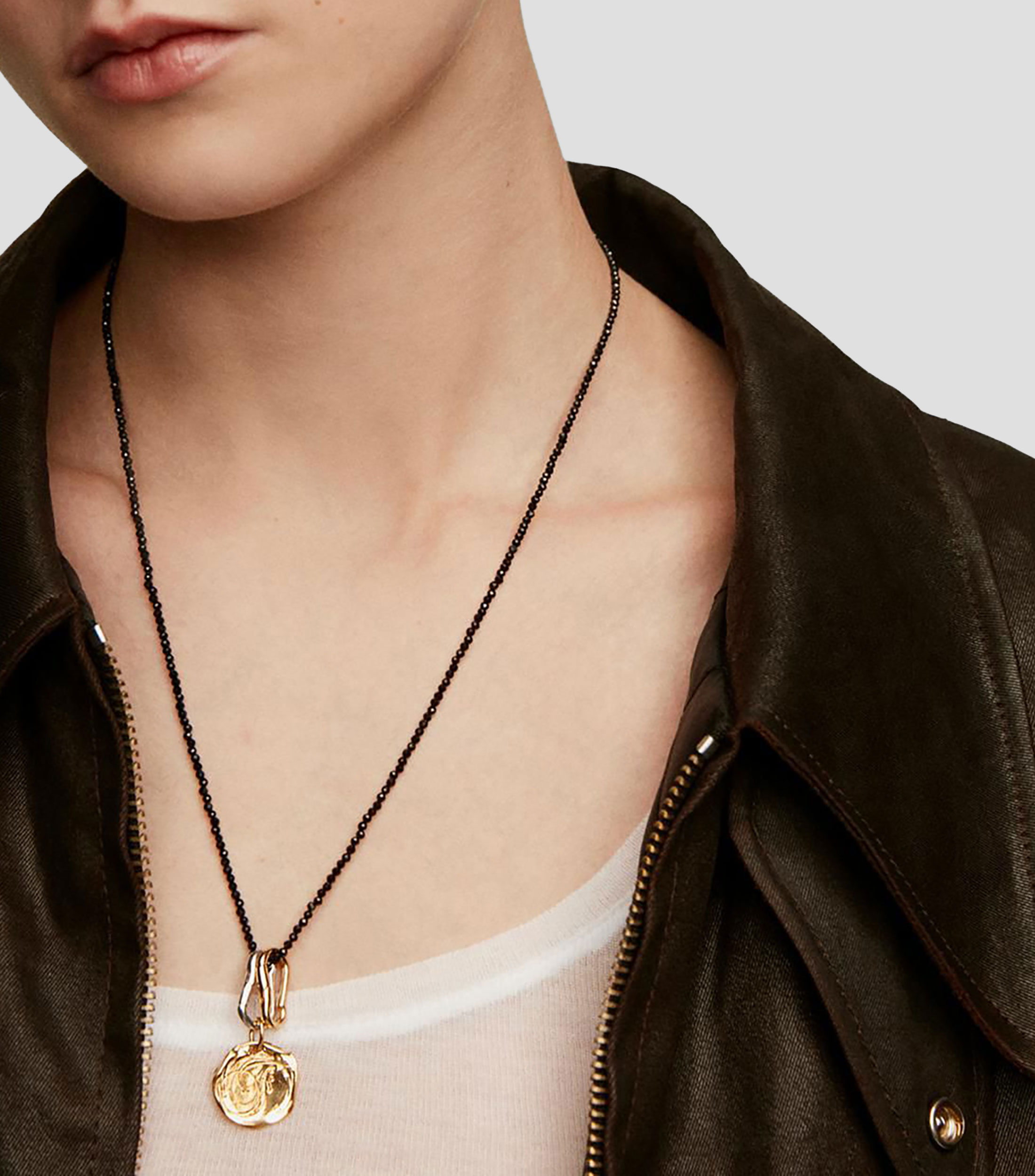 Collar en plata .925 con bolitas de espinelas negras Big Daddy Mujer