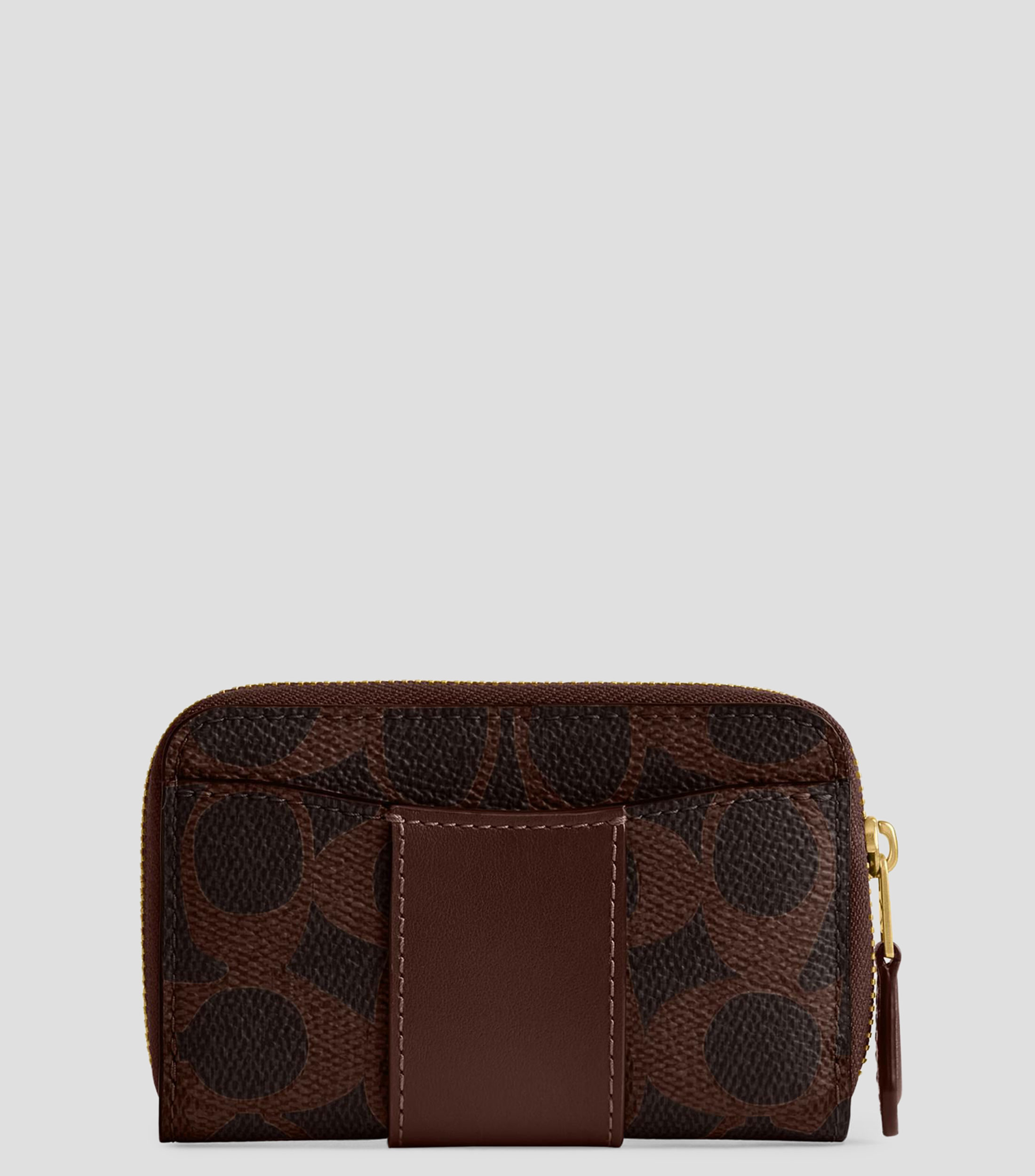 Tarjetero café oscuro en piel Zip Around Mujer