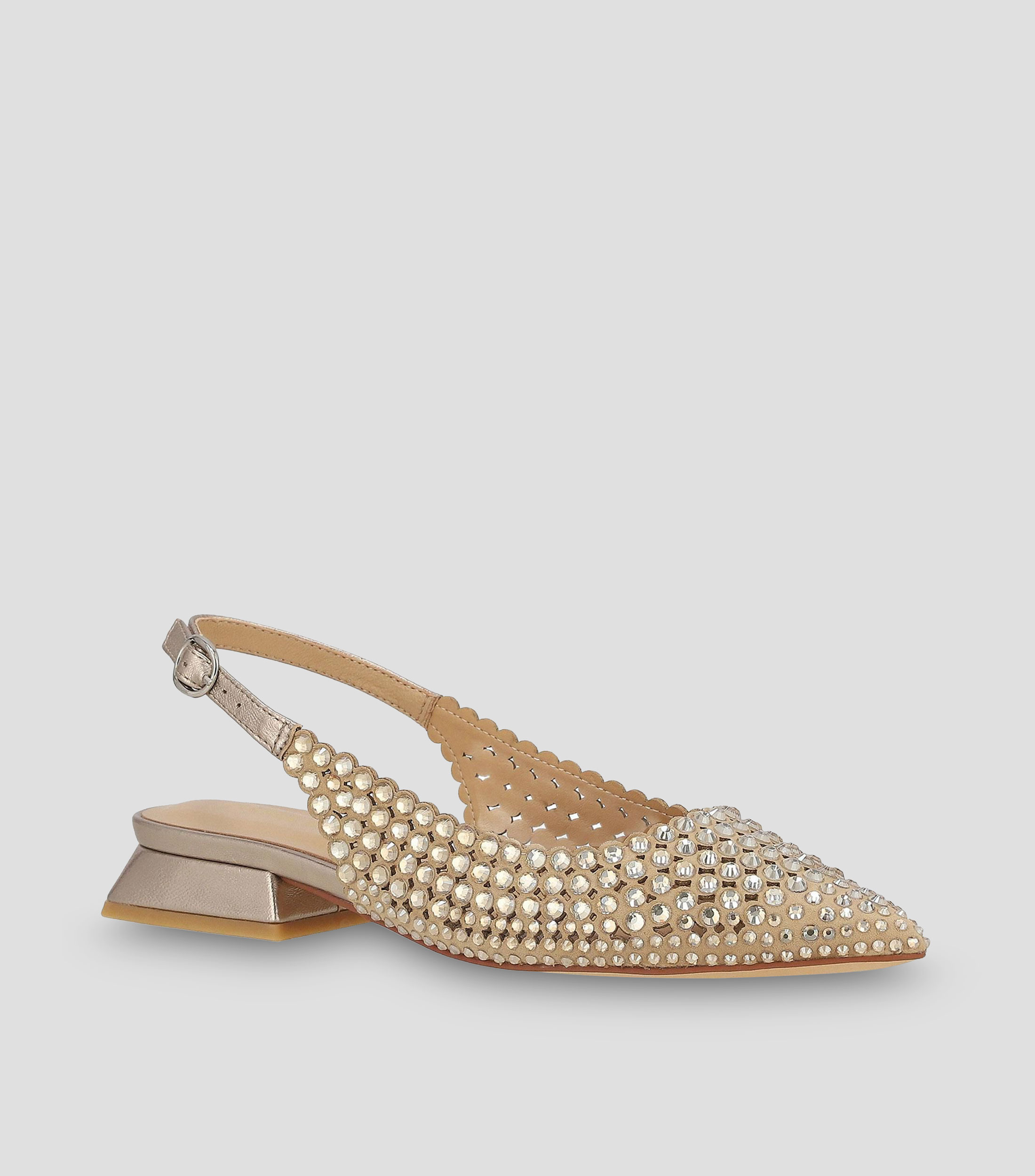 Zapatillas slingback con tacón bajo ancho Mujer