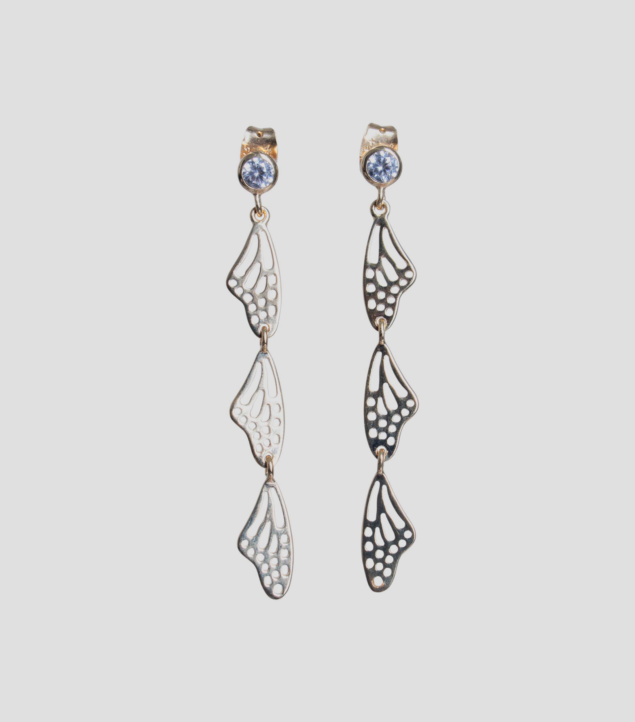 Aretes alas de mariposa en plata .925 Mujer