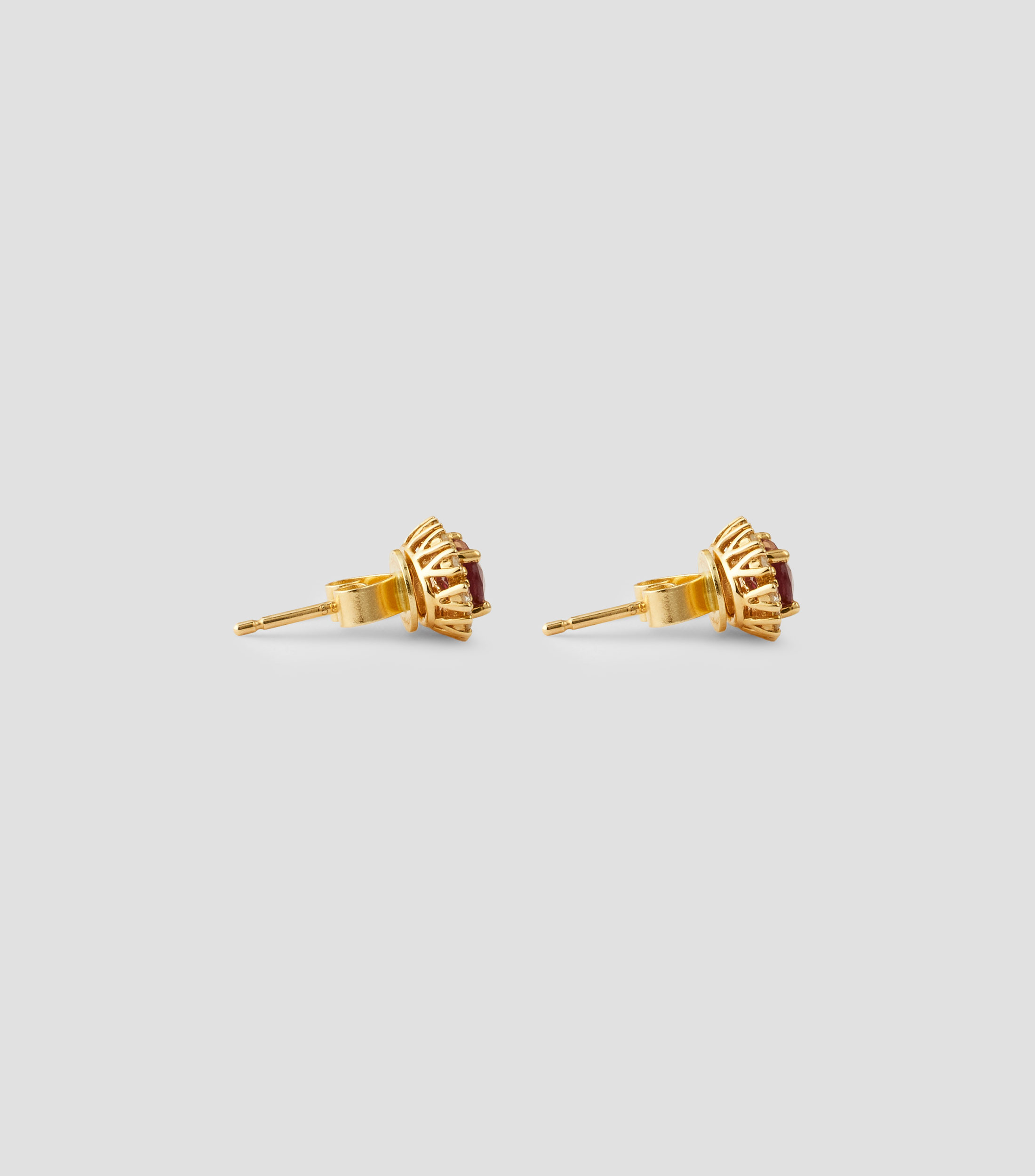 Broqueles en oro amarillo de 14 kilates con rubi y diamantes Mujer
