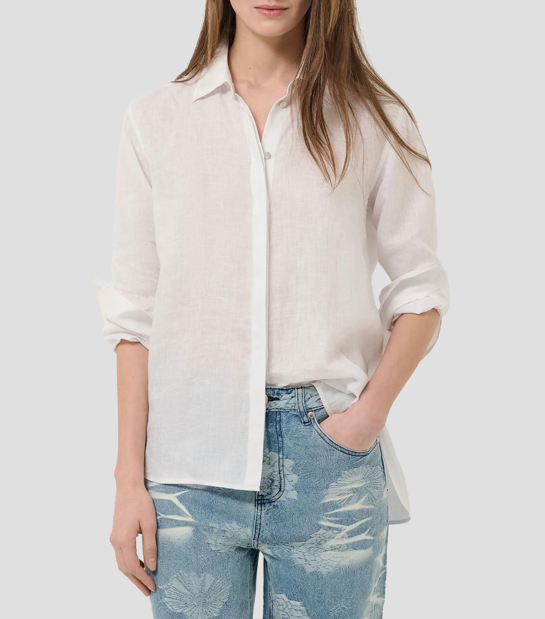 Camisa lisa manga larga Mujer