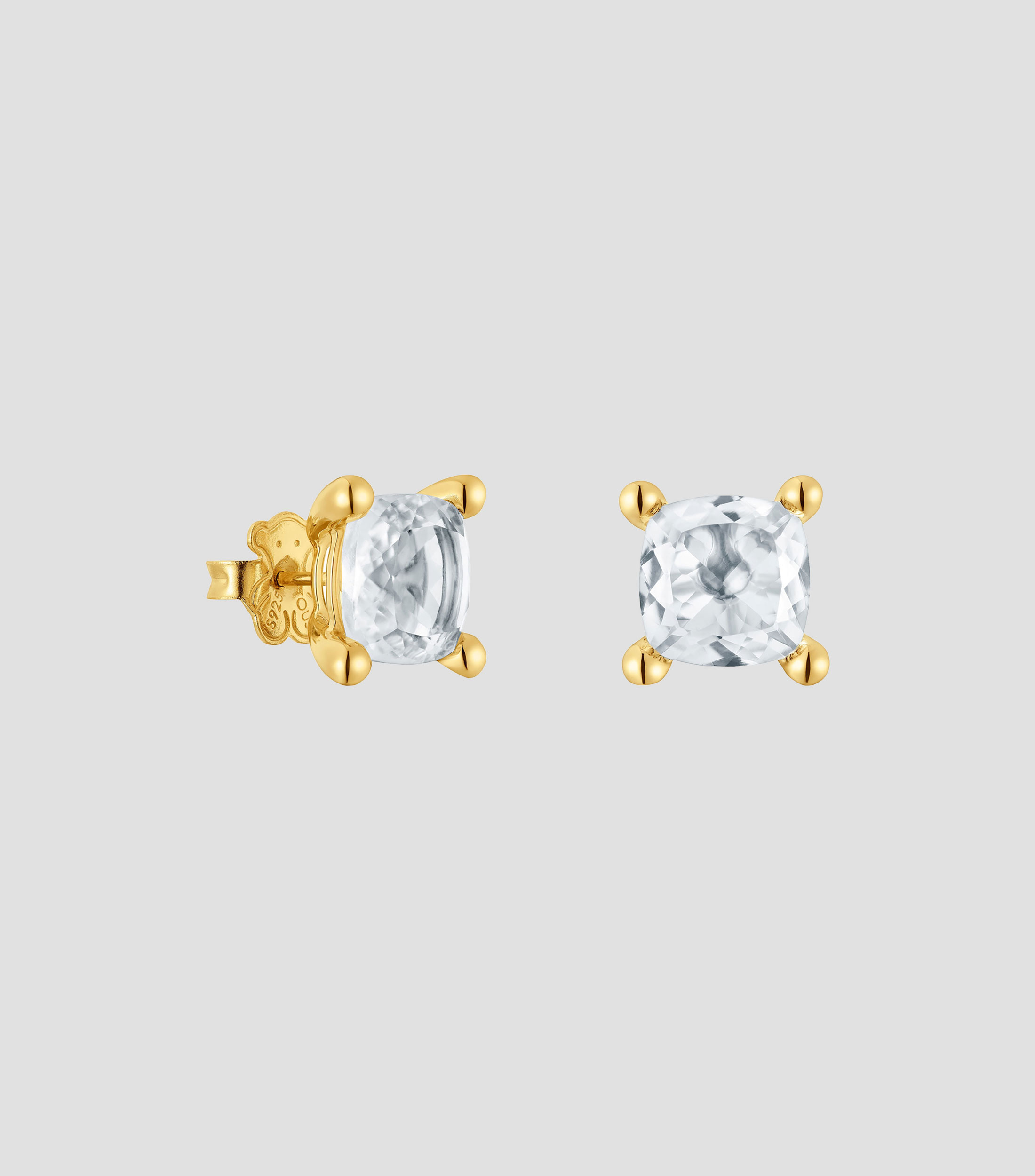 Aretes en plata .925 con cuarzo cristal de roca Color White Mujer