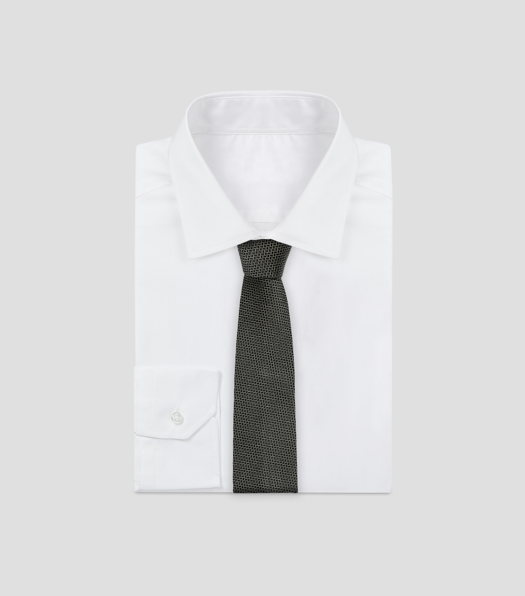 Corbata ancha en seda negro estampada Torino