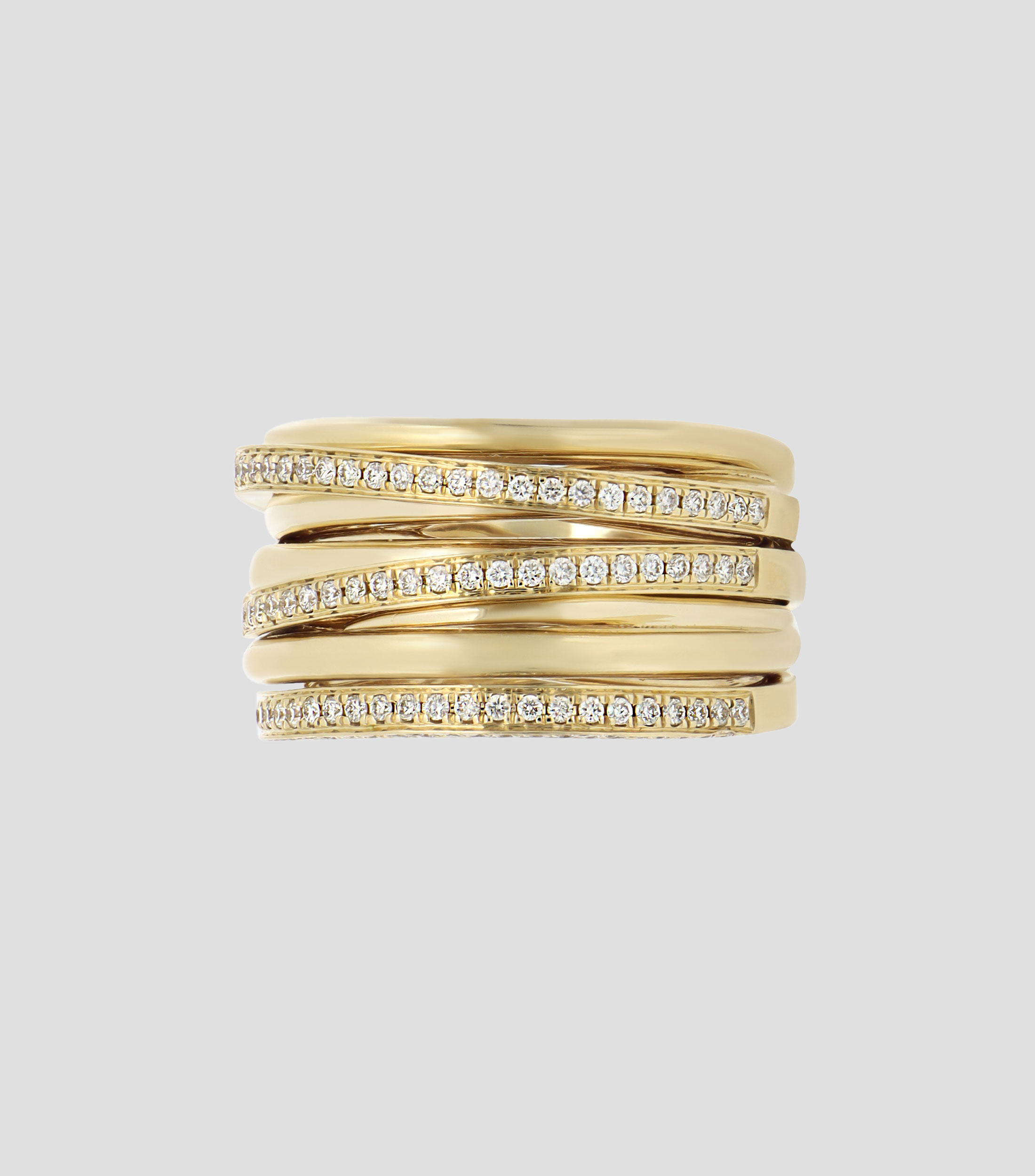 Anillo en oro amarillo 14 Kts con Diamantes Mujer