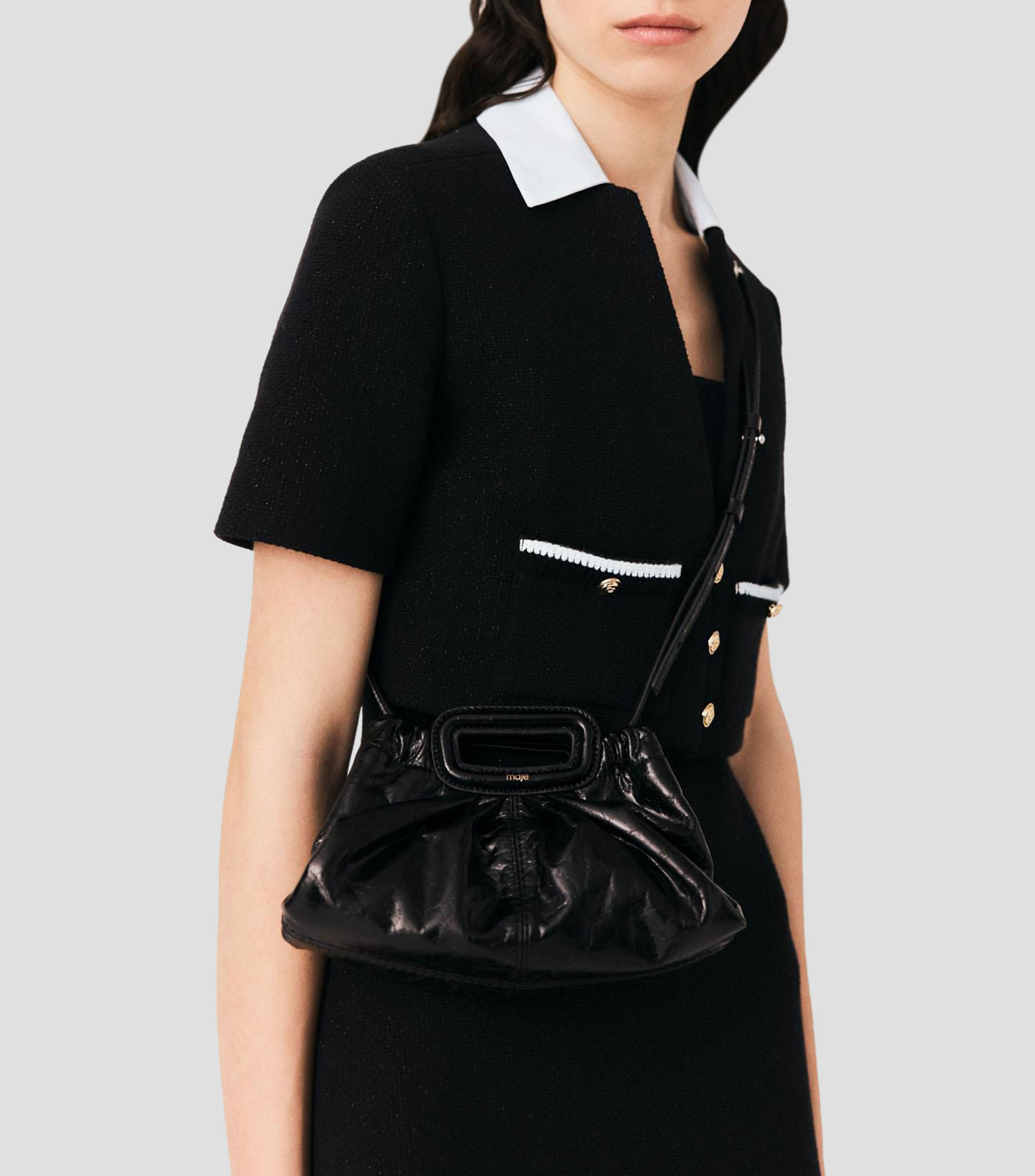 Bolsa crossbody negra en piel Milpli lisa Mujer