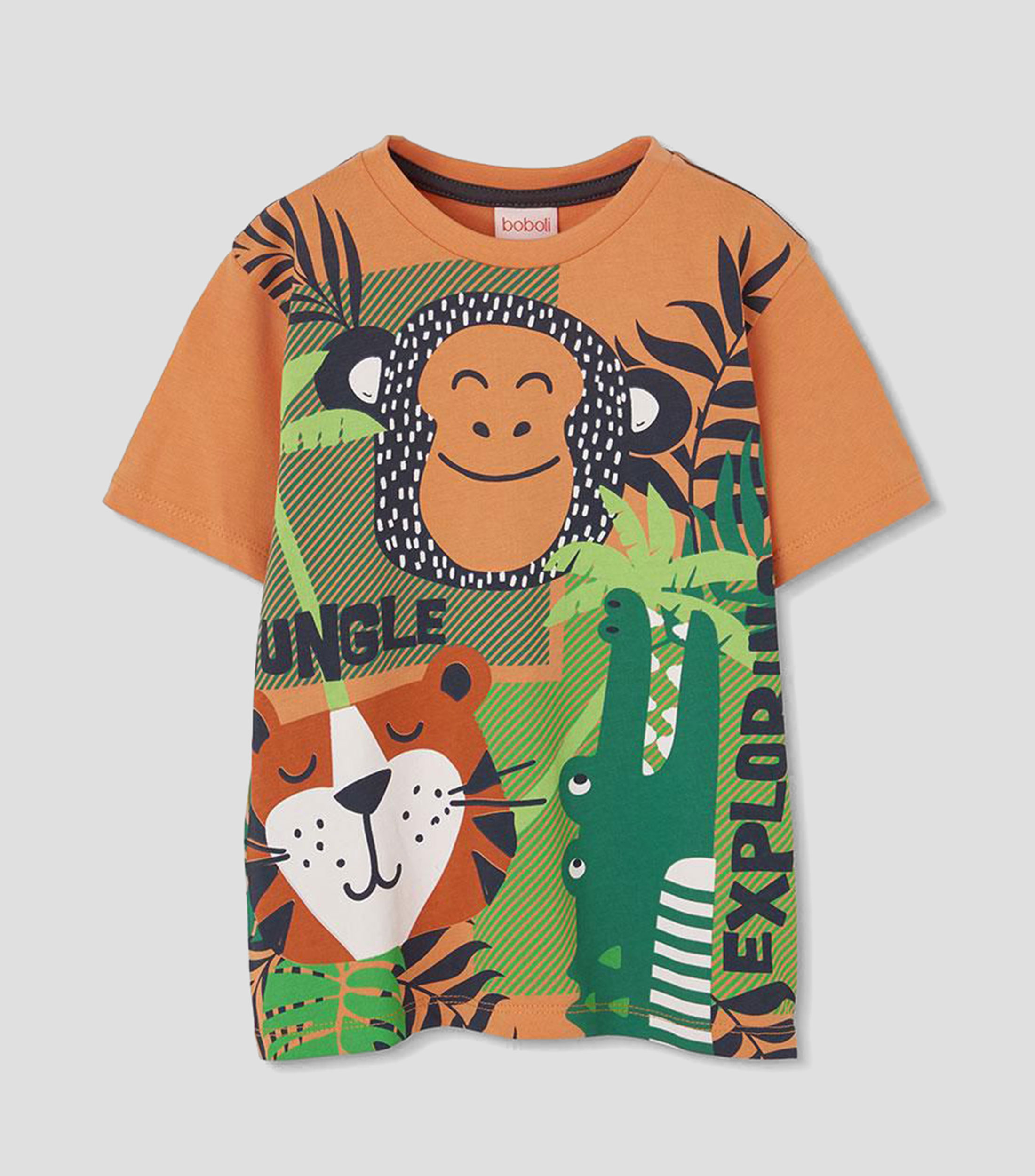 Playera de cuello redondo con manga corta estampada Bebé