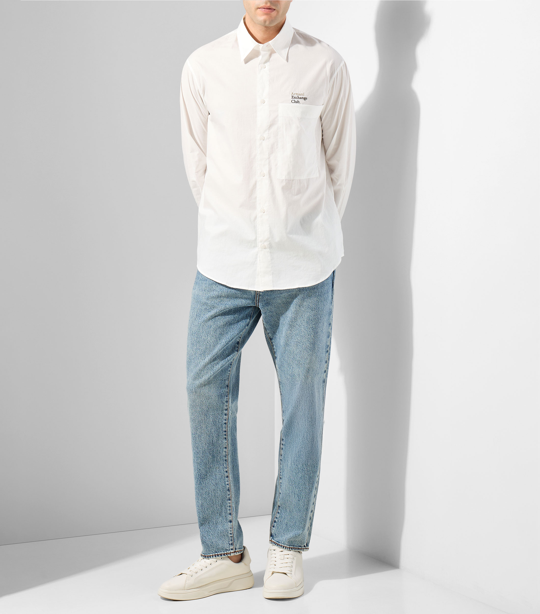Camisa lisa manga larga Hombre