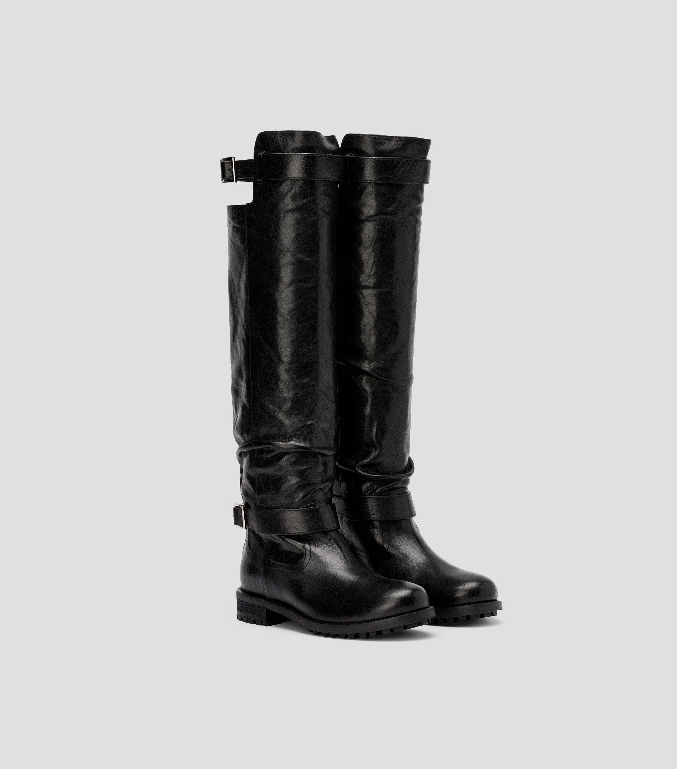 Botas largas con tacón bajo media luna Mujer